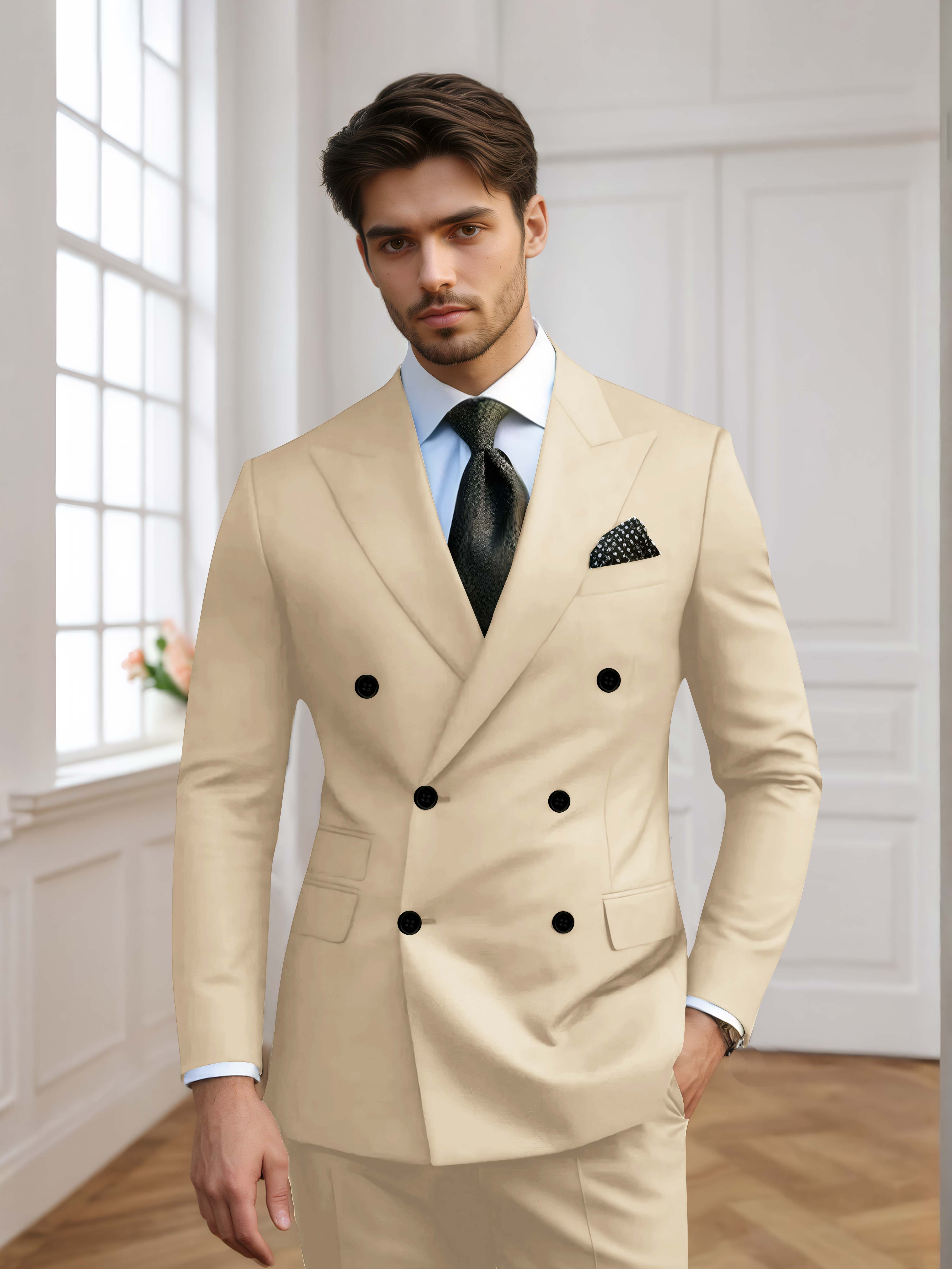 Men's Slim Fit Double Breasted 2 Pieces Wedding Suits