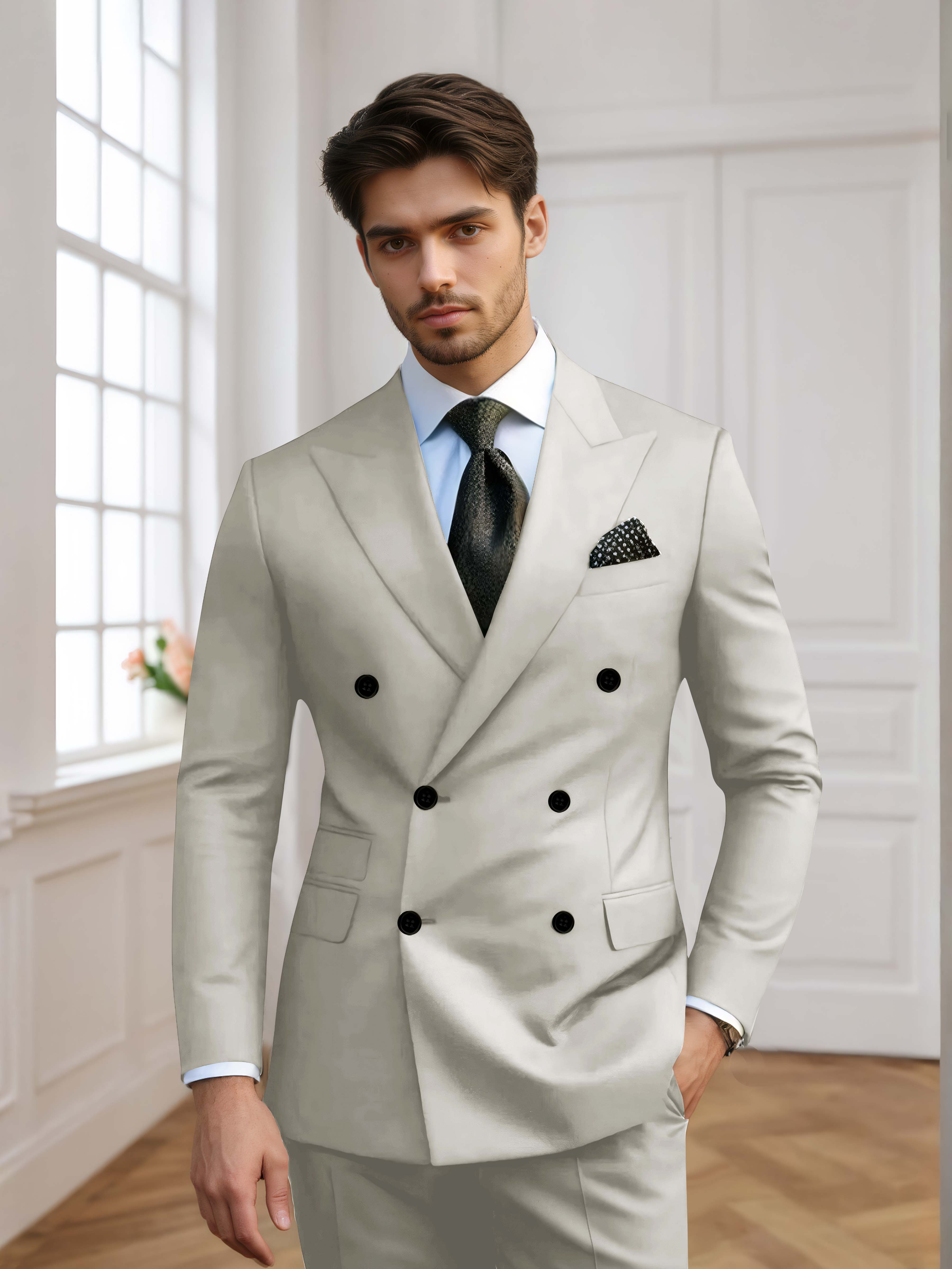 Men's Slim Fit Double Breasted 2 Pieces Wedding Suits