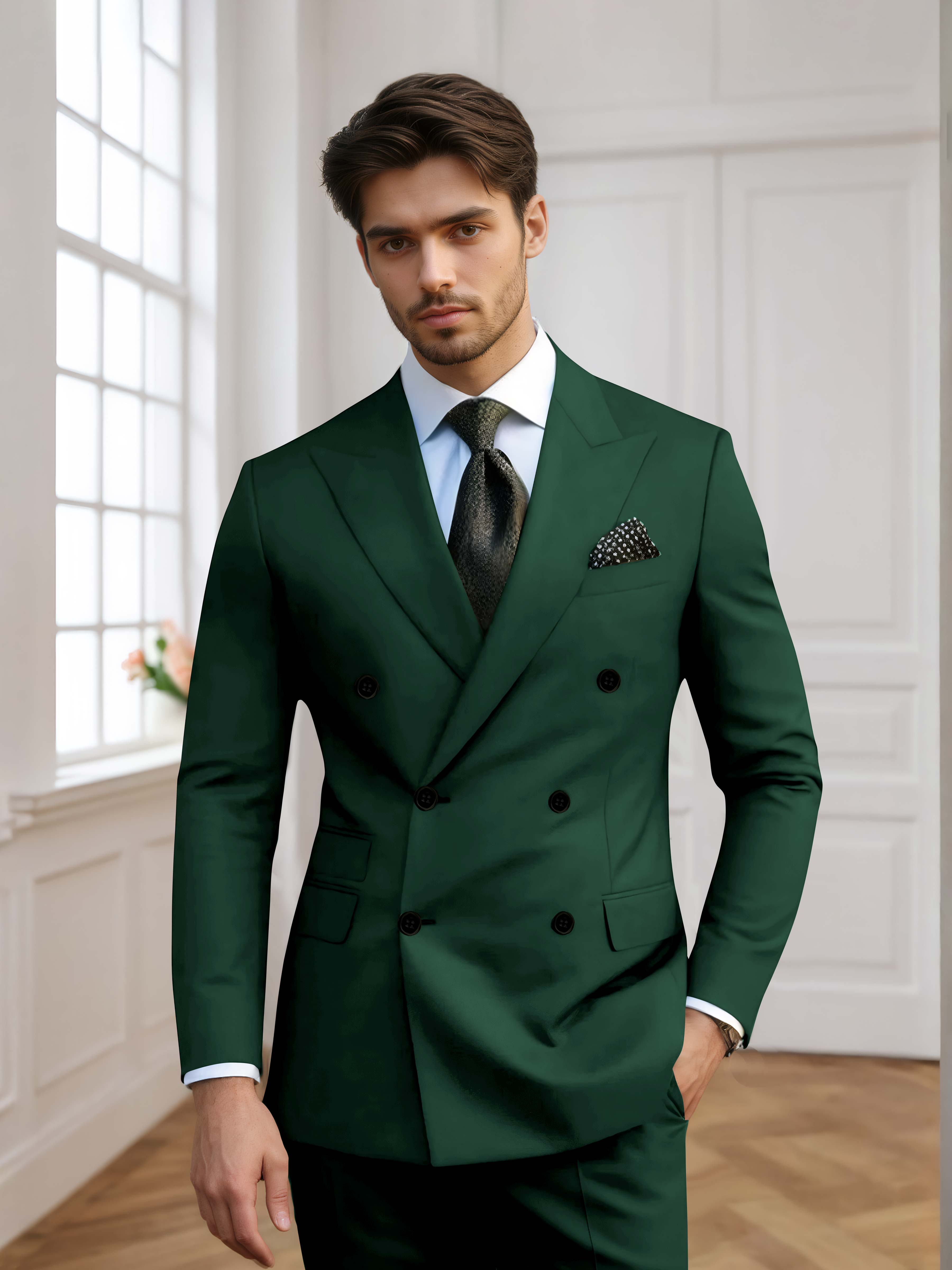 Men's Slim Fit Double Breasted 2 Pieces Wedding Suits