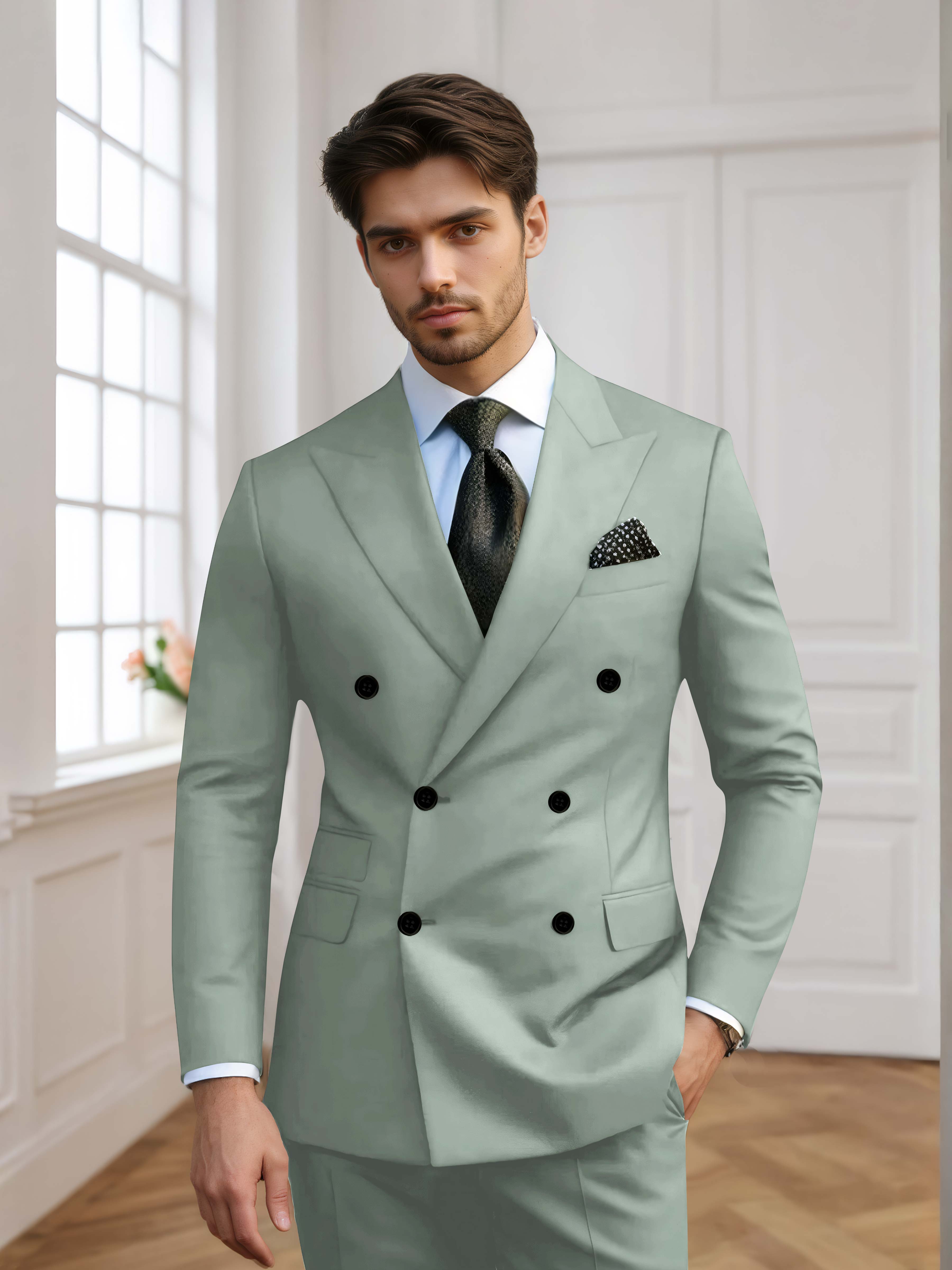 Men's Slim Fit Double Breasted 2 Pieces Wedding Suits