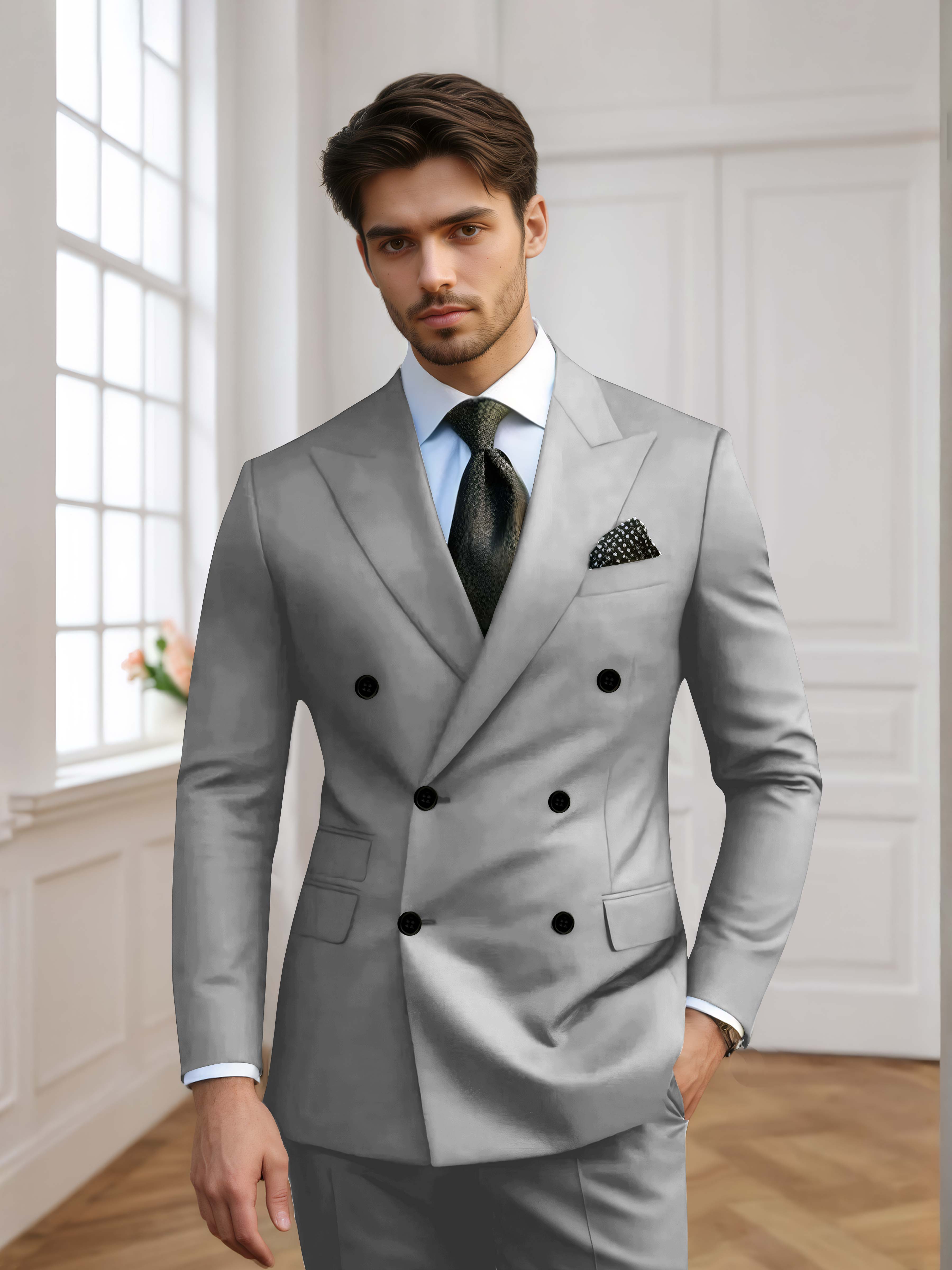 Men's Slim Fit Double Breasted 2 Pieces Wedding Suits