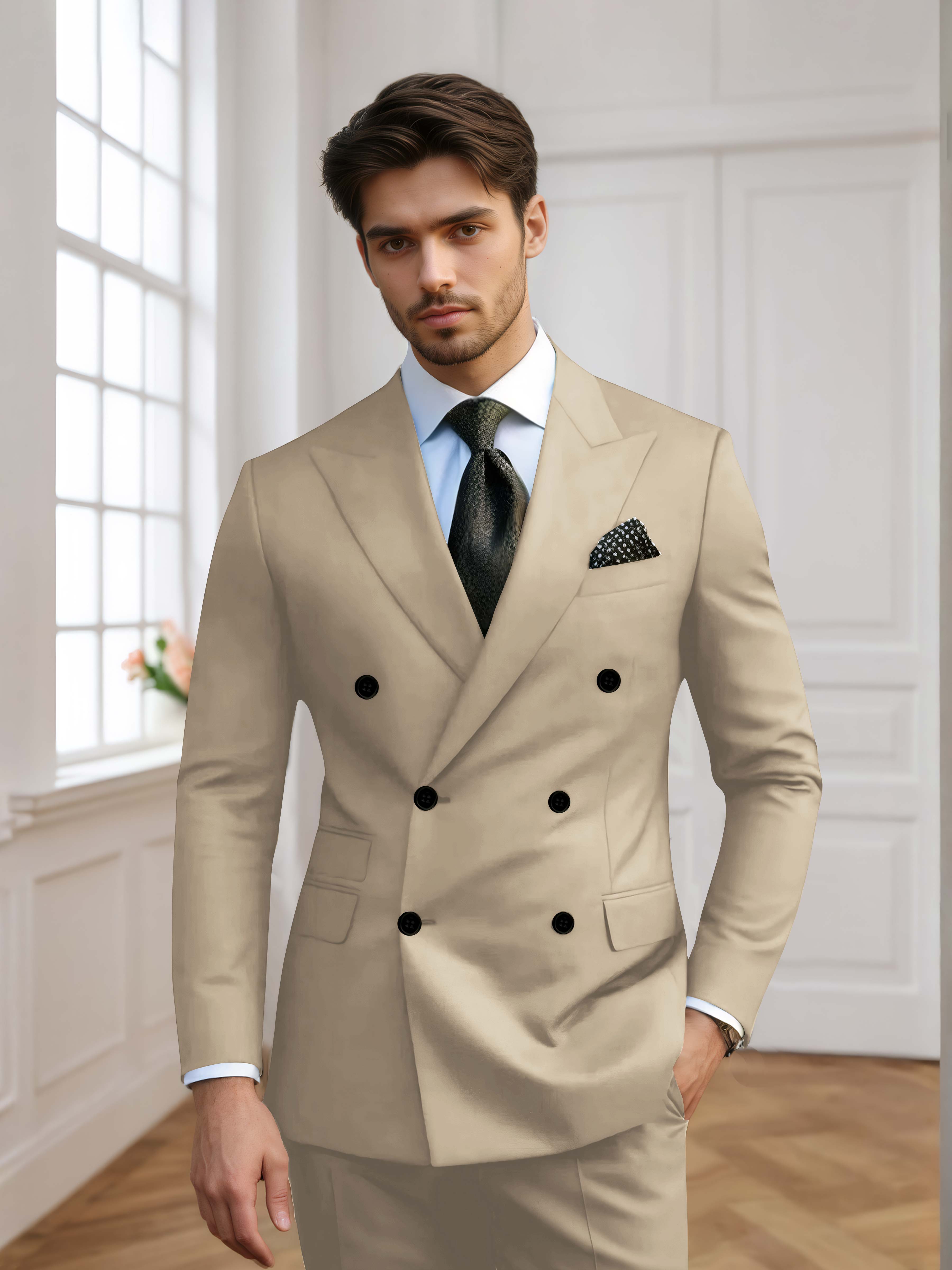 Men's Slim Fit Double Breasted 2 Pieces Wedding Suits