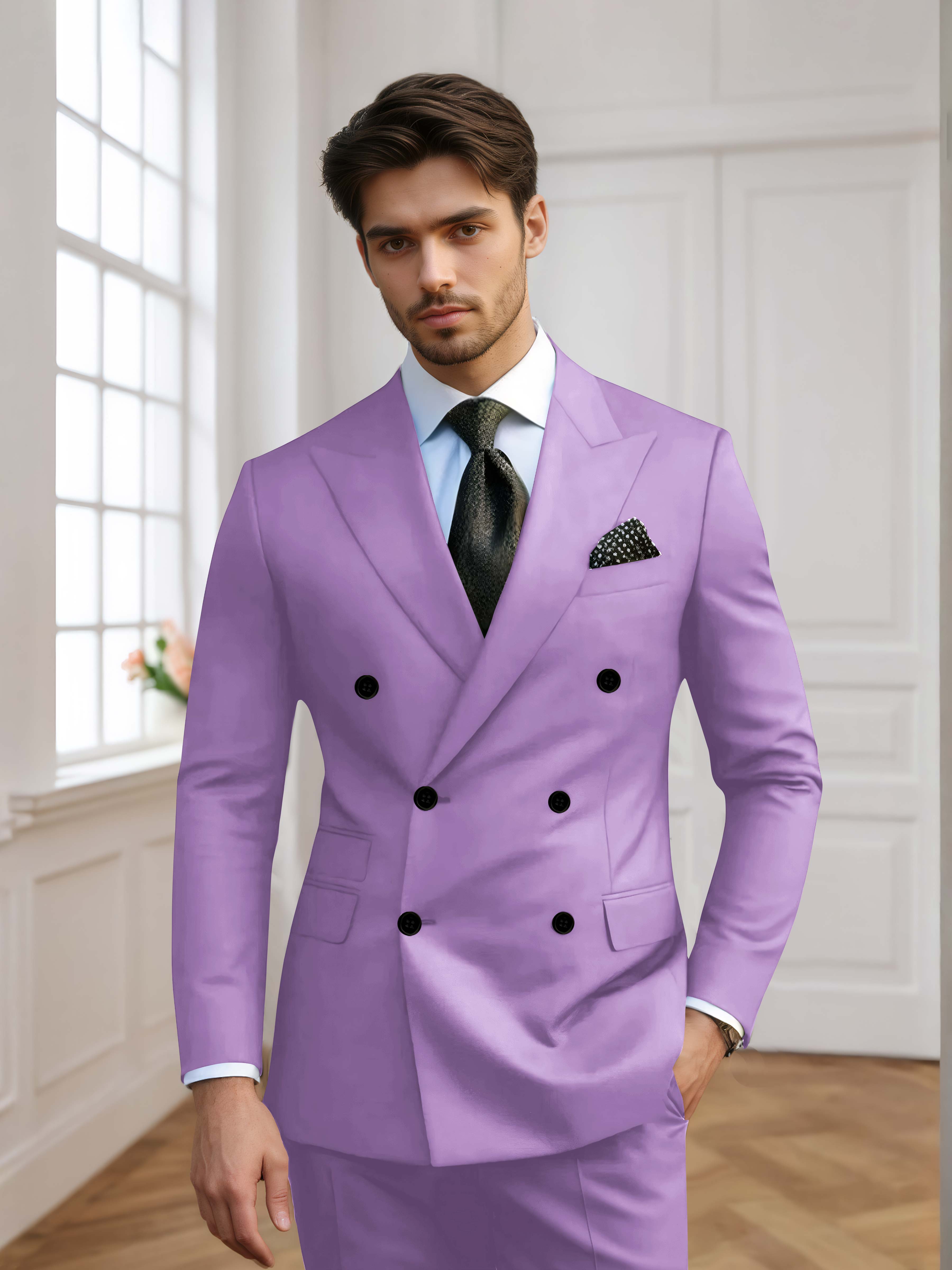 Men's Slim Fit Double Breasted 2 Pieces Wedding Suits