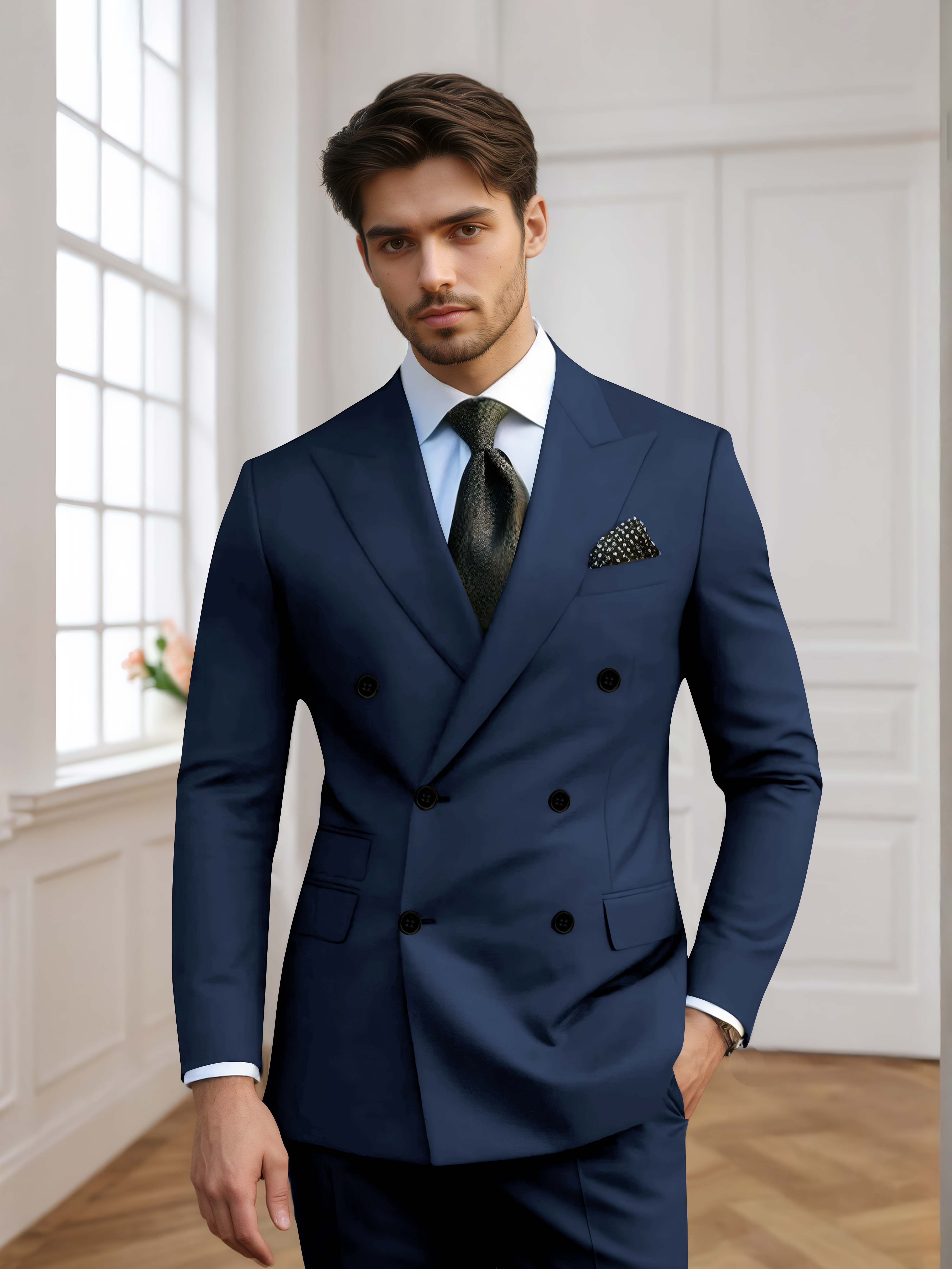 Men's Slim Fit Double Breasted 2 Pieces Wedding Suits