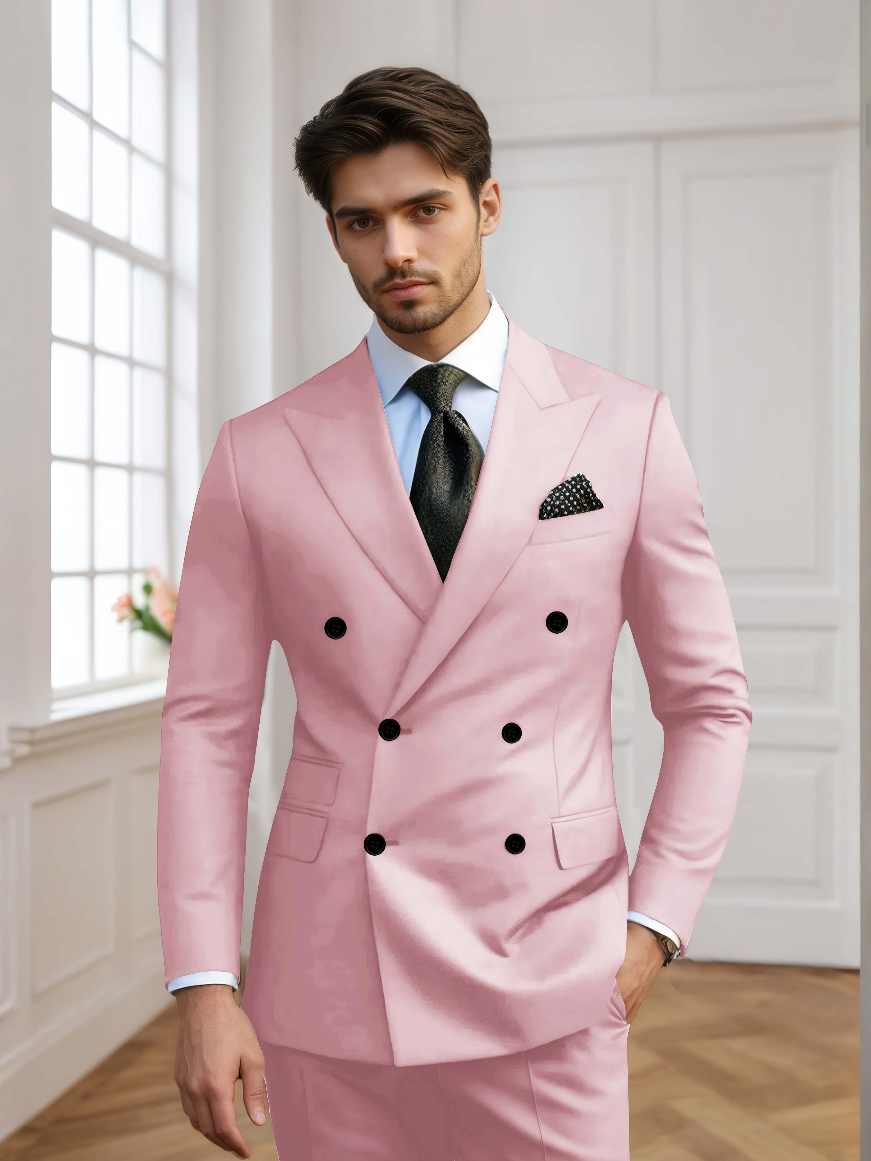 Men's Slim Fit Double Breasted 2 Pieces Wedding Suits