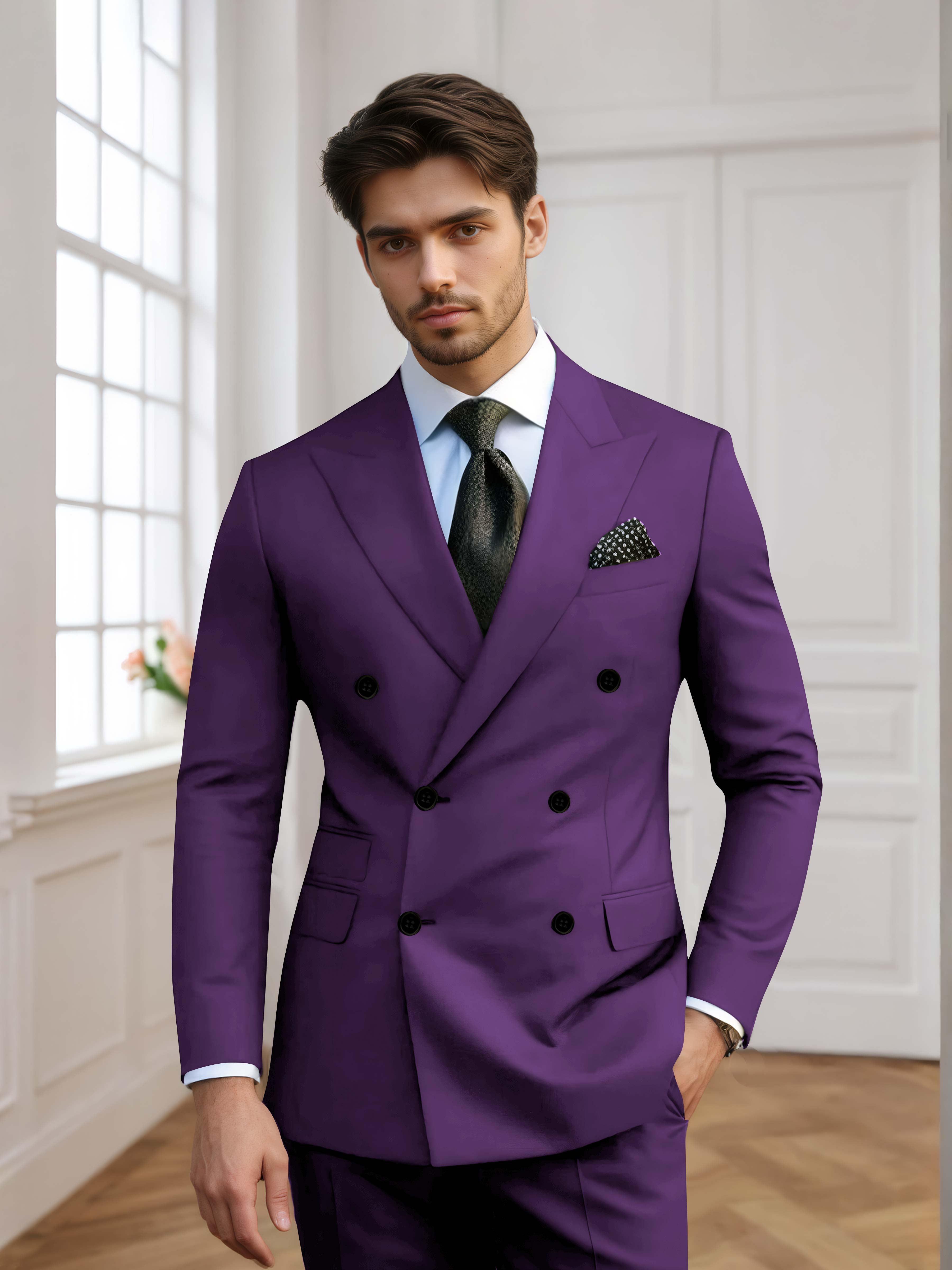 Men's Slim Fit Double Breasted 2 Pieces Wedding Suits