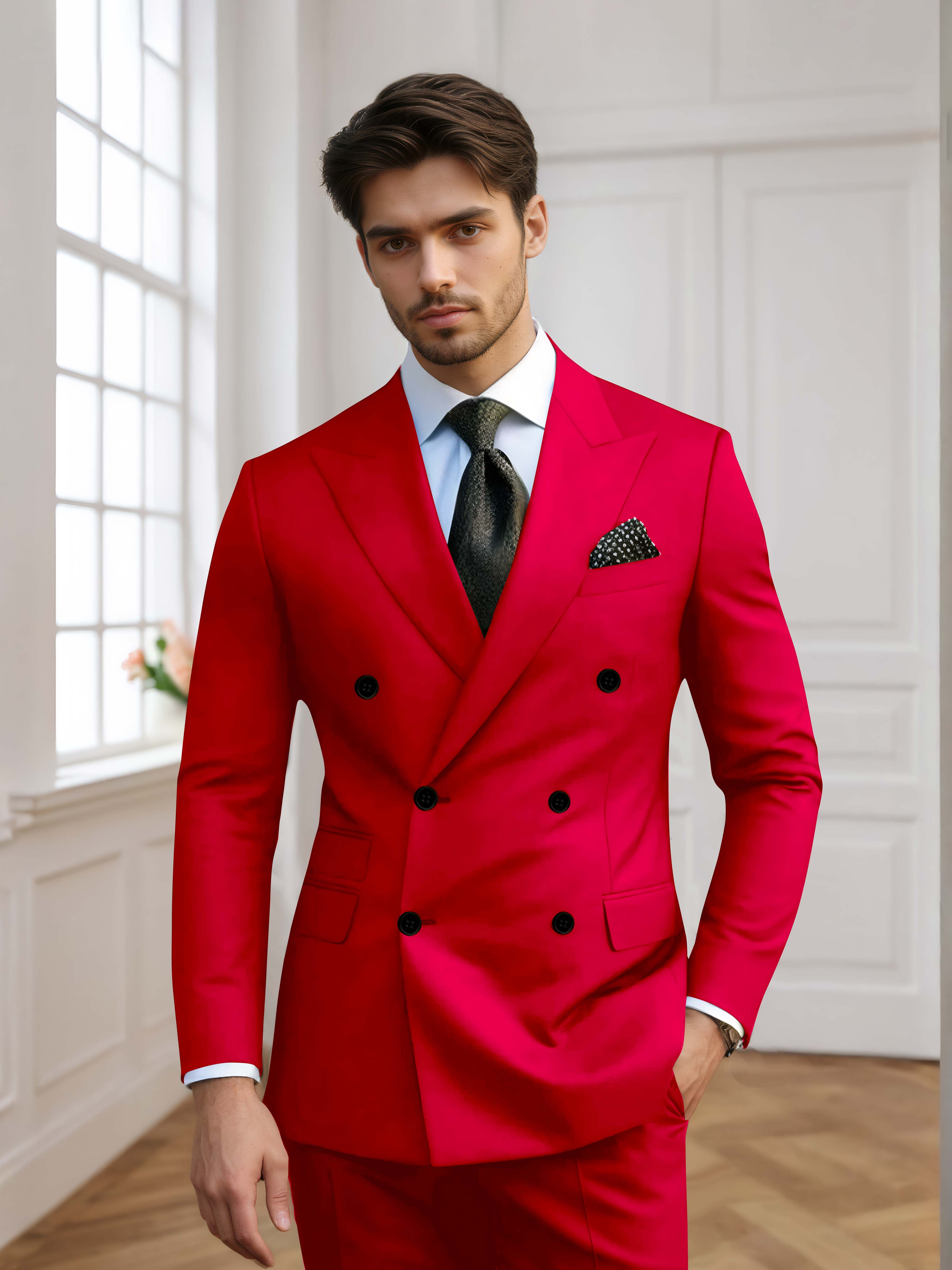 Men's Slim Fit Double Breasted 2 Pieces Wedding Suits