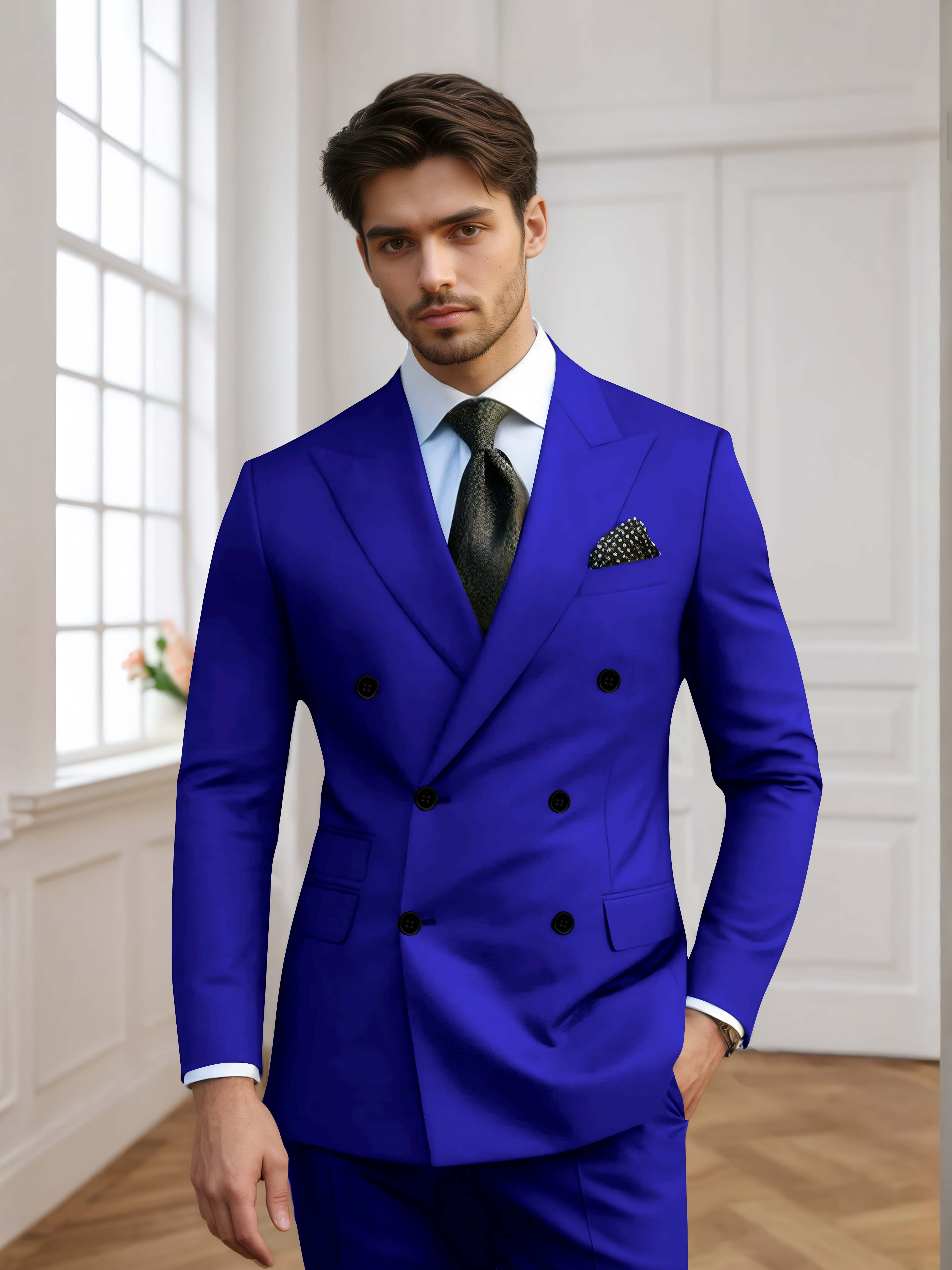 Men's Slim Fit Double Breasted 2 Pieces Wedding Suits