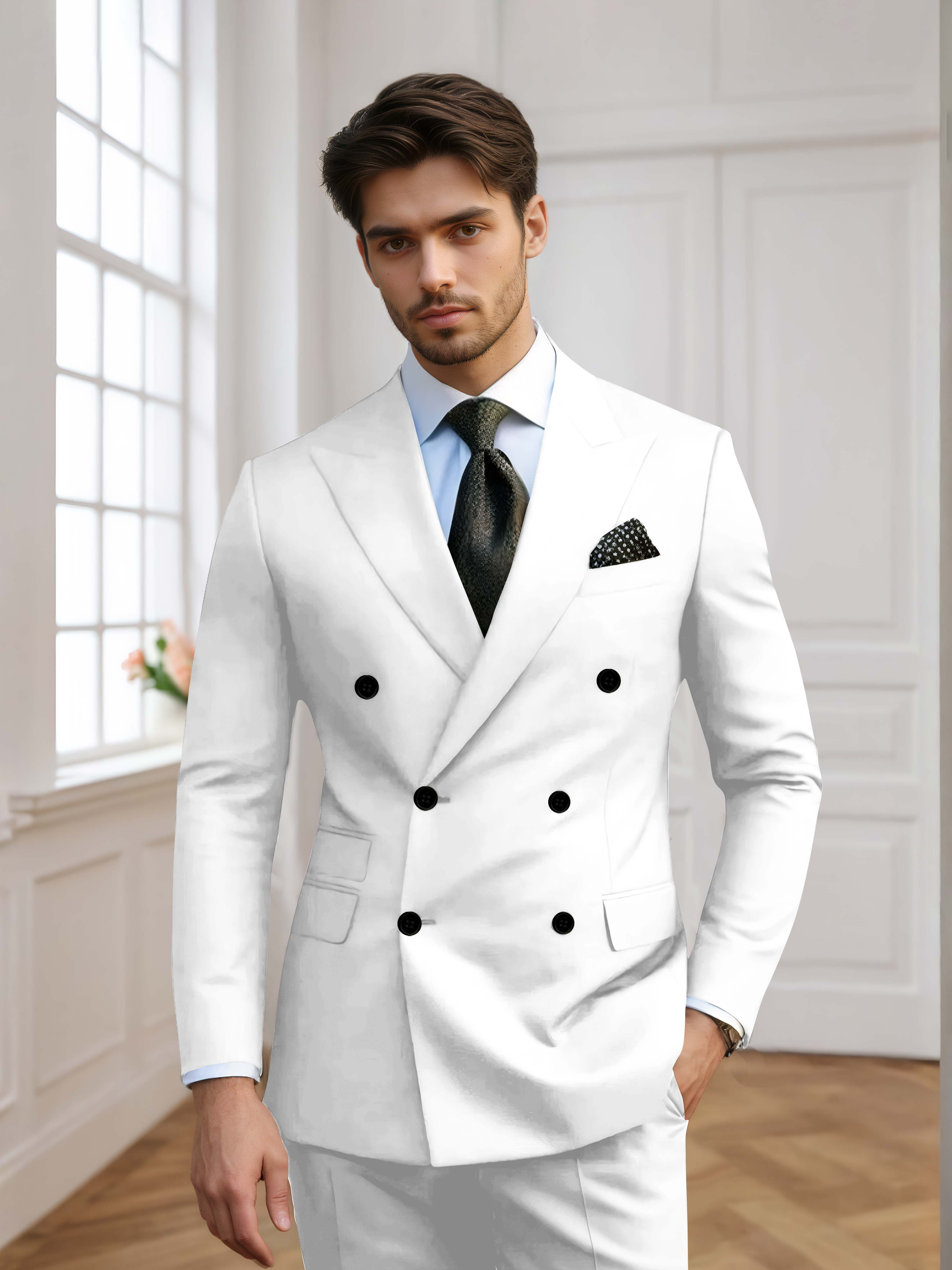 Men's Slim Fit Double Breasted 2 Pieces Wedding Suits