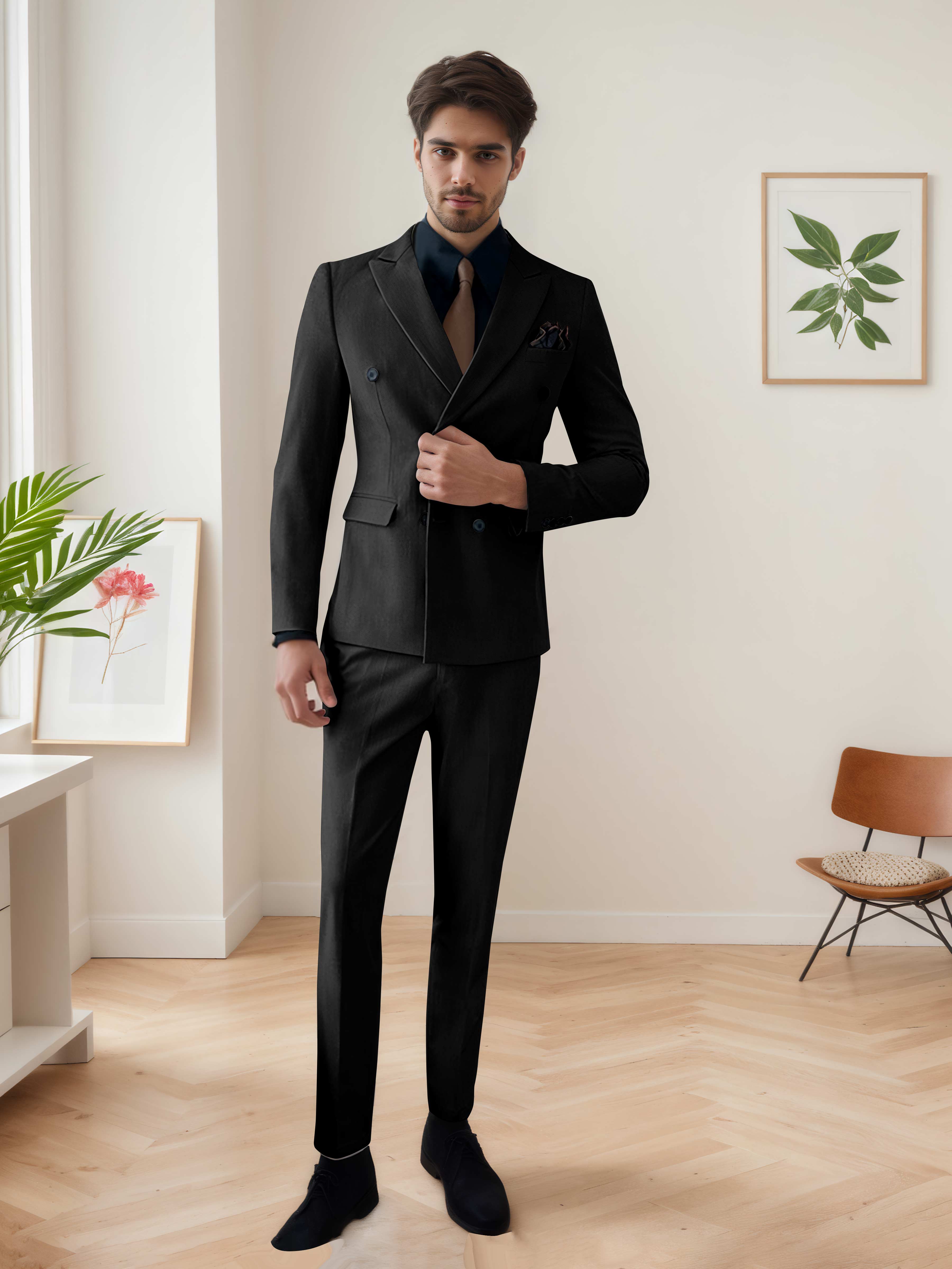 Men's Chic Double Breasted 3 Pieces Wedding Suits