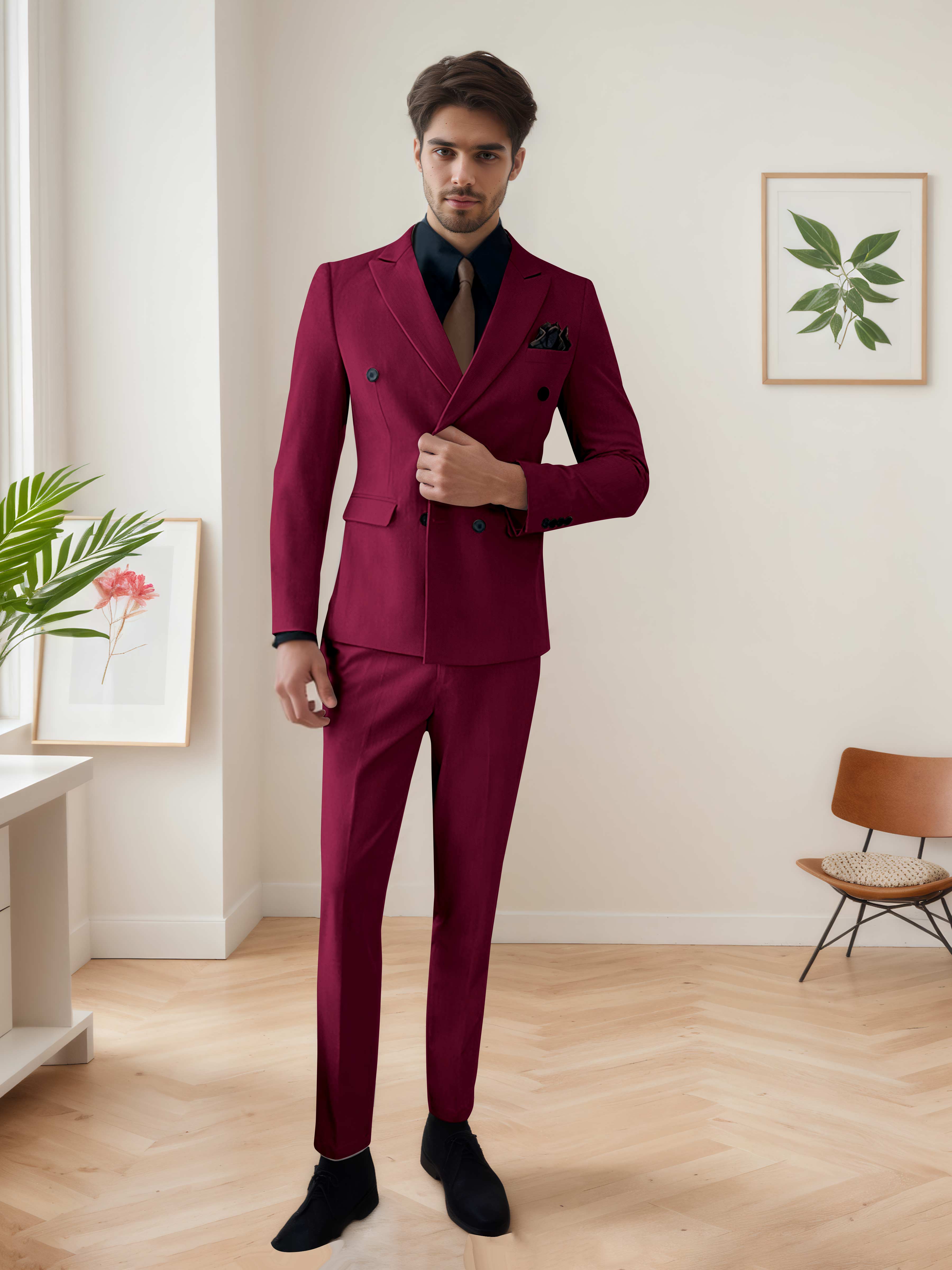 Men's Chic Double Breasted 3 Pieces Wedding Suits