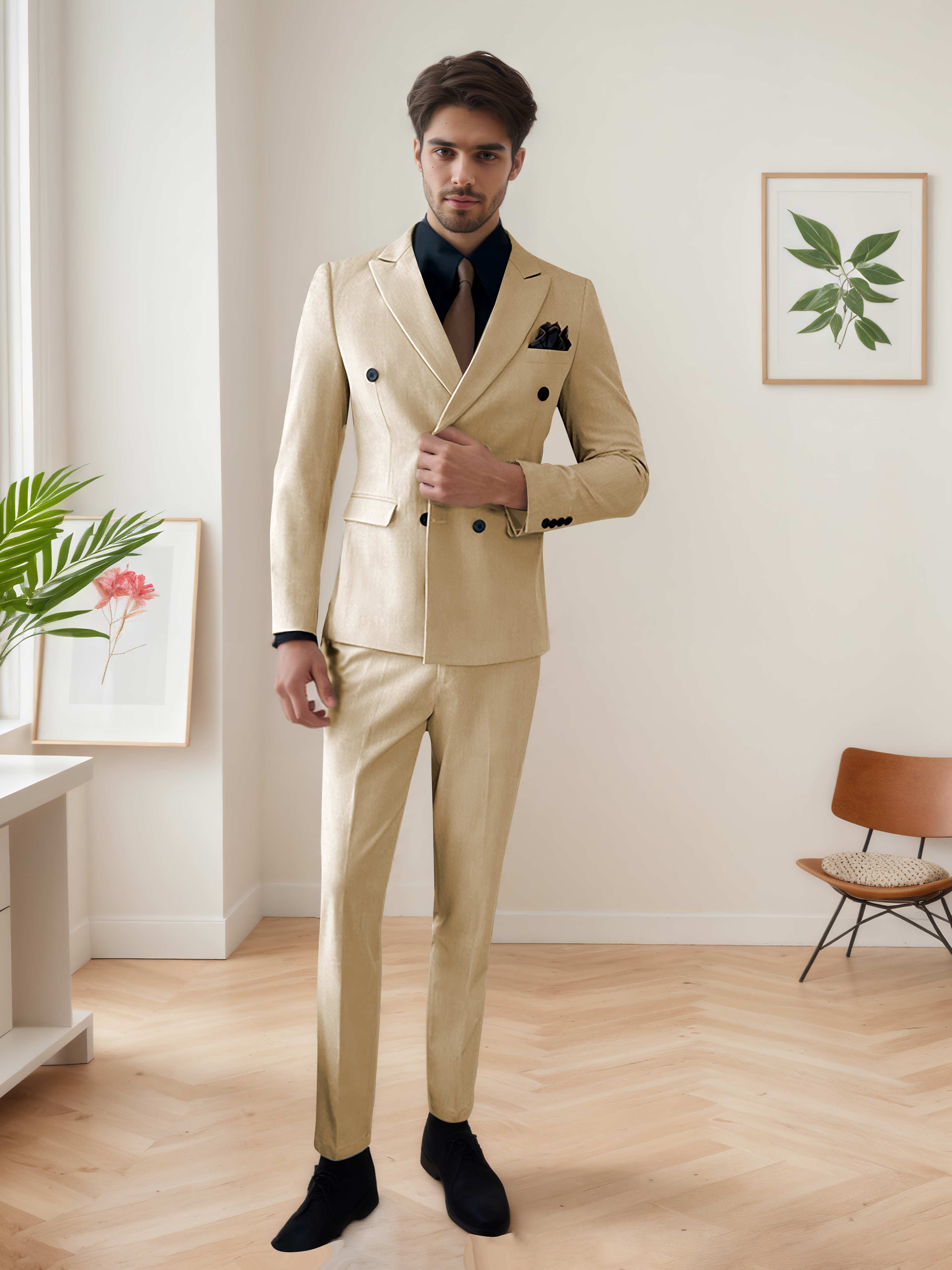 Men's Chic Double Breasted 3 Pieces Wedding Suits