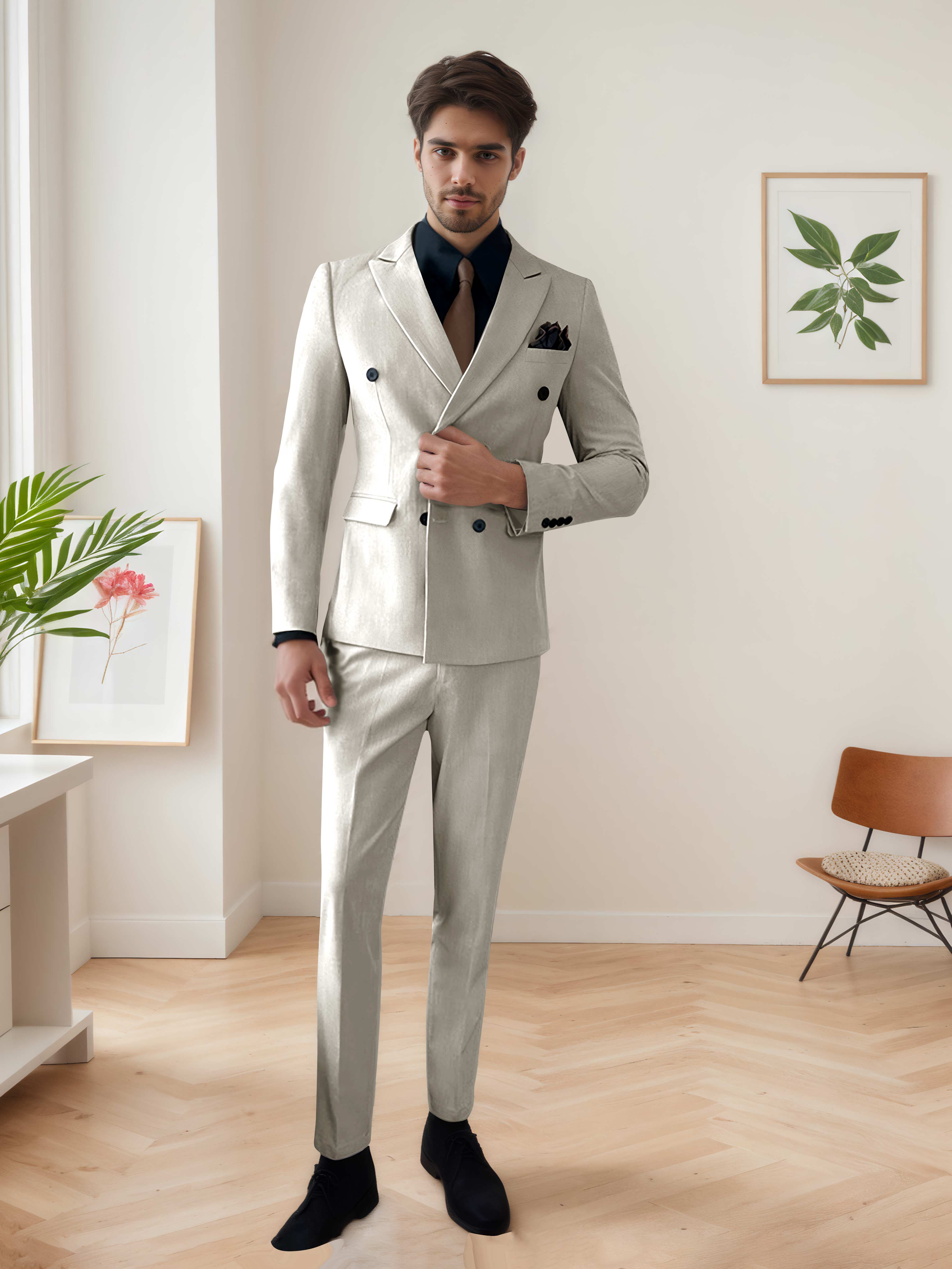 Men's Chic Double Breasted 3 Pieces Wedding Suits