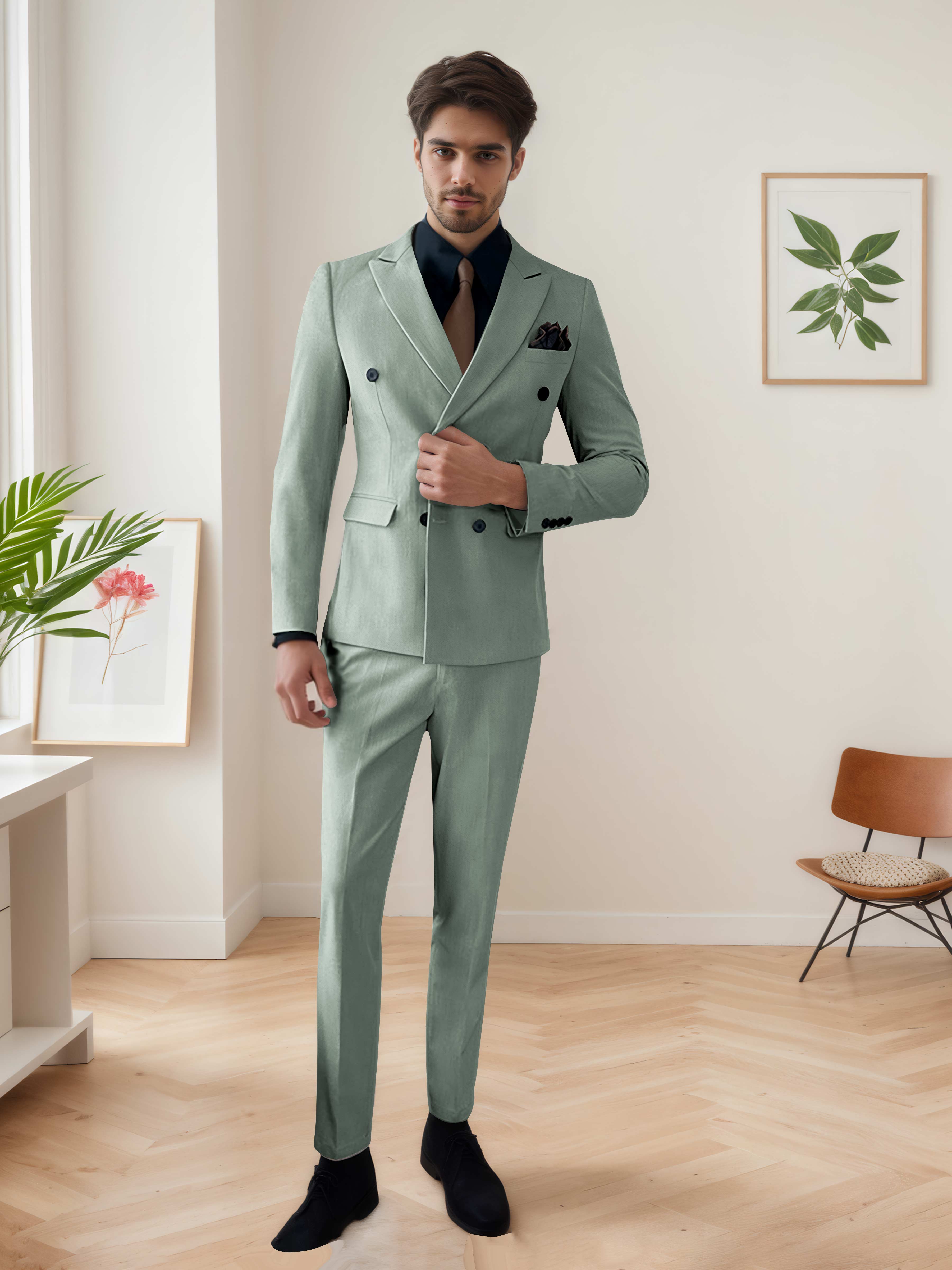 Men's Chic Double Breasted 3 Pieces Wedding Suits
