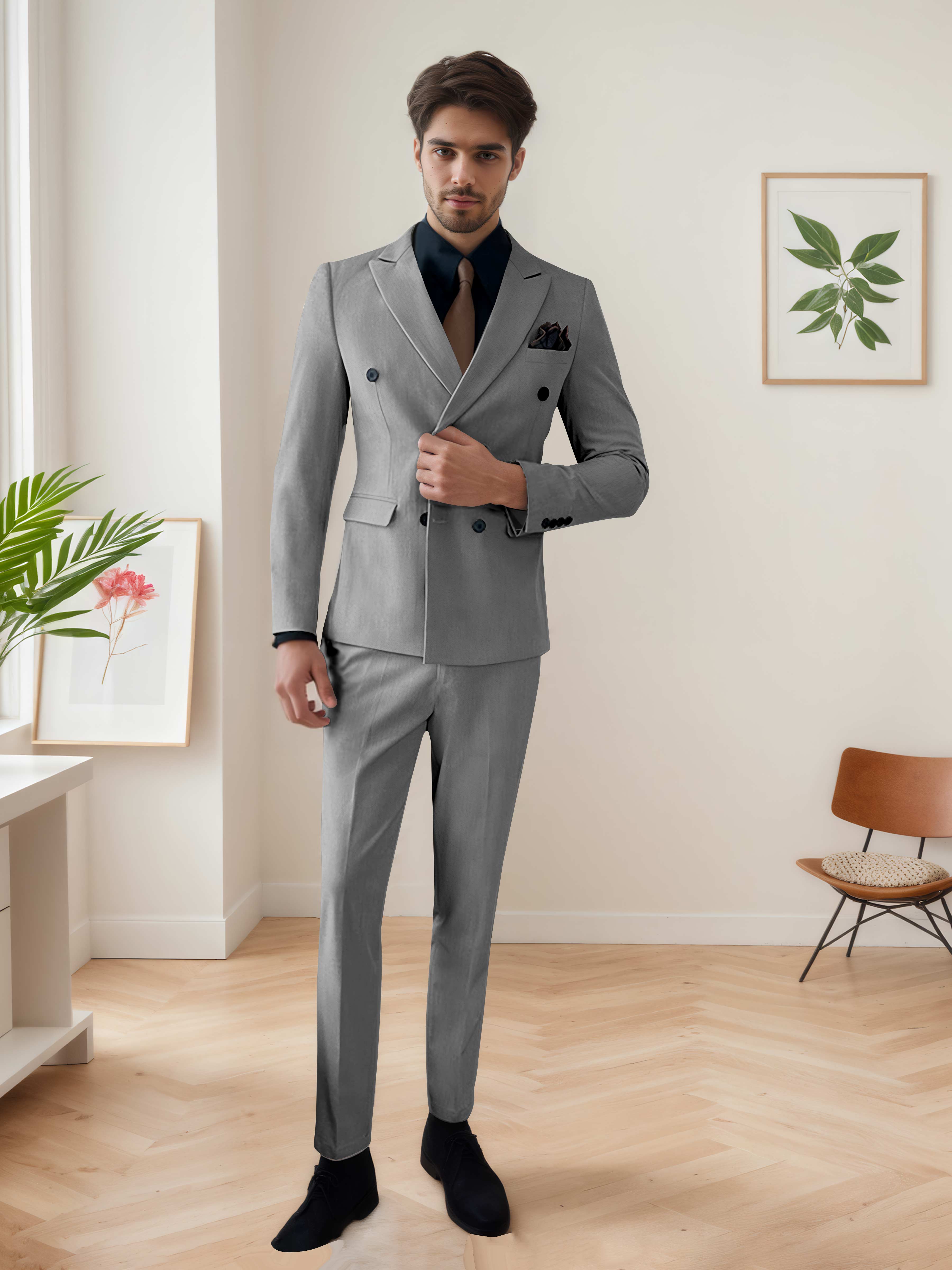 Men's Chic Double Breasted 3 Pieces Wedding Suits