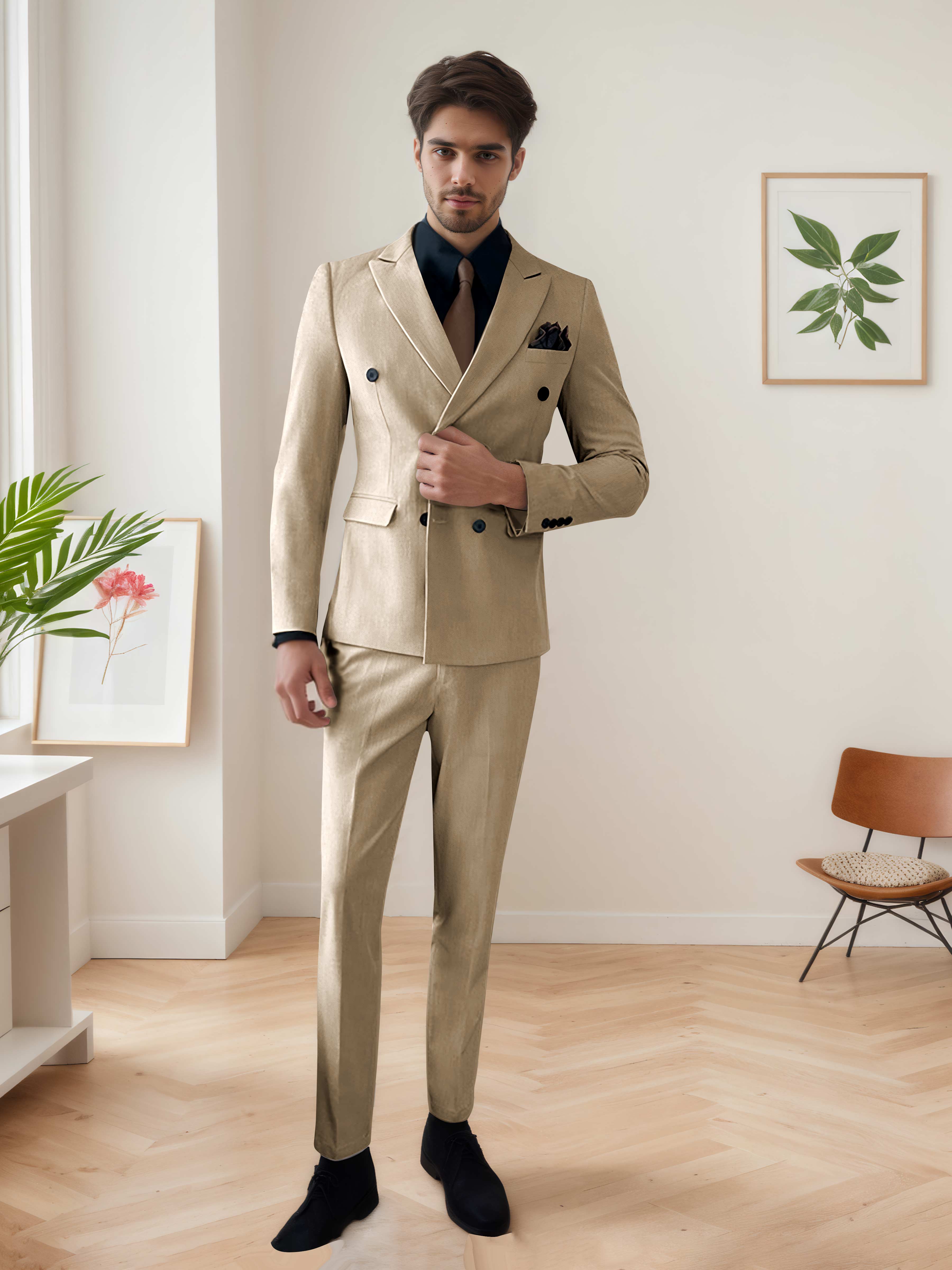 Men's Chic Double Breasted 3 Pieces Wedding Suits