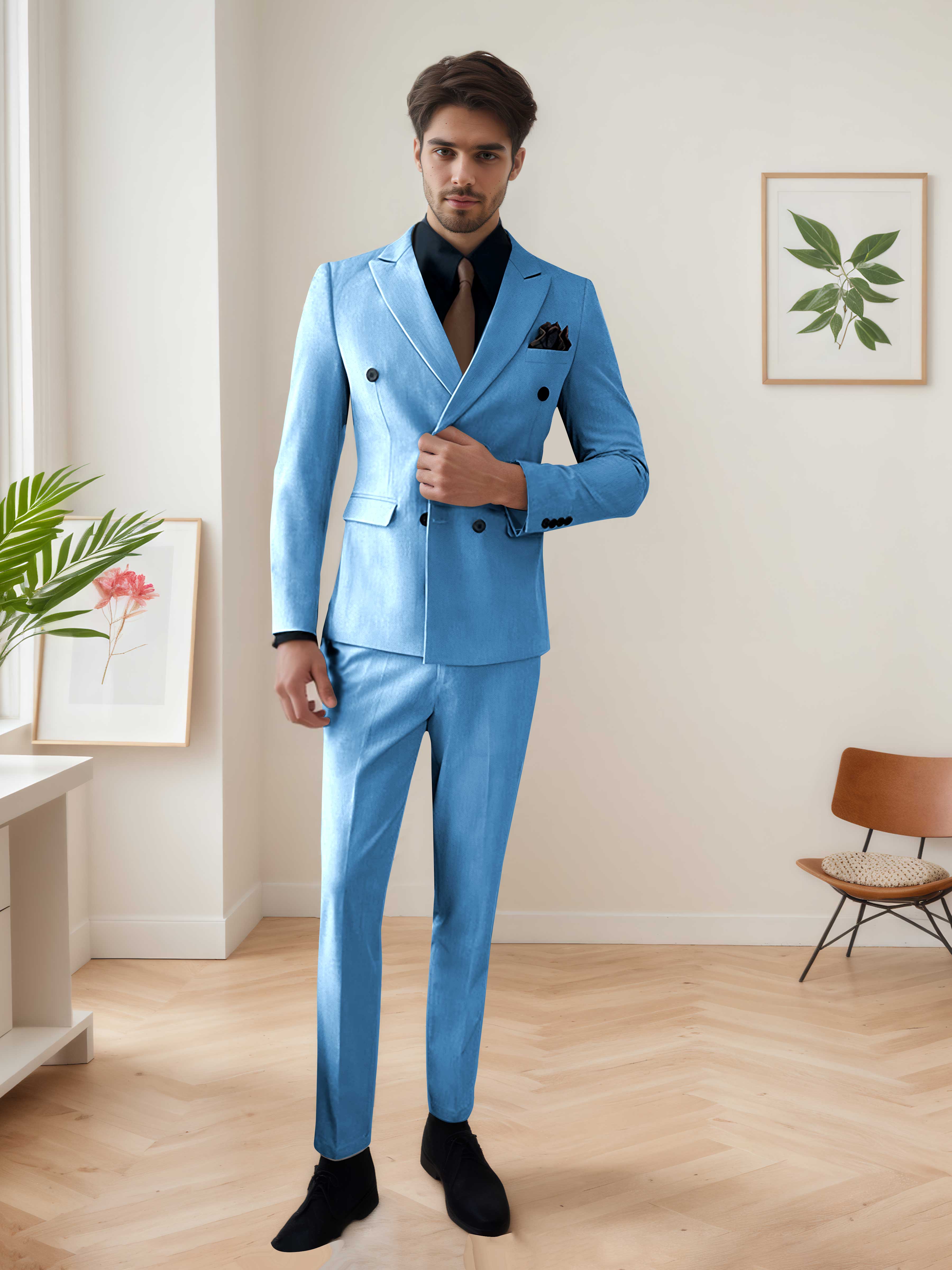 Men's Chic Double Breasted 3 Pieces Wedding Suits