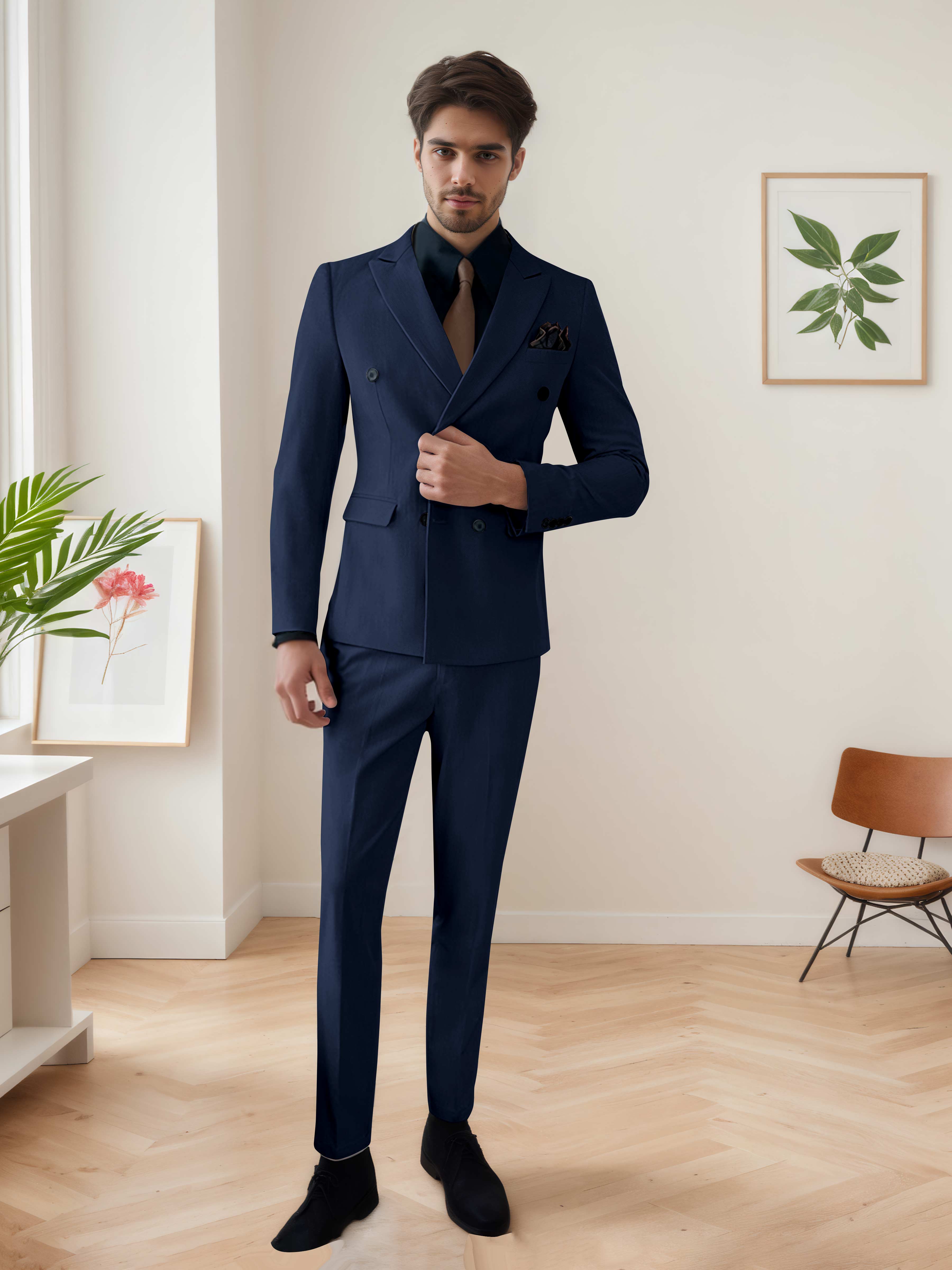 Men's Chic Double Breasted 3 Pieces Wedding Suits