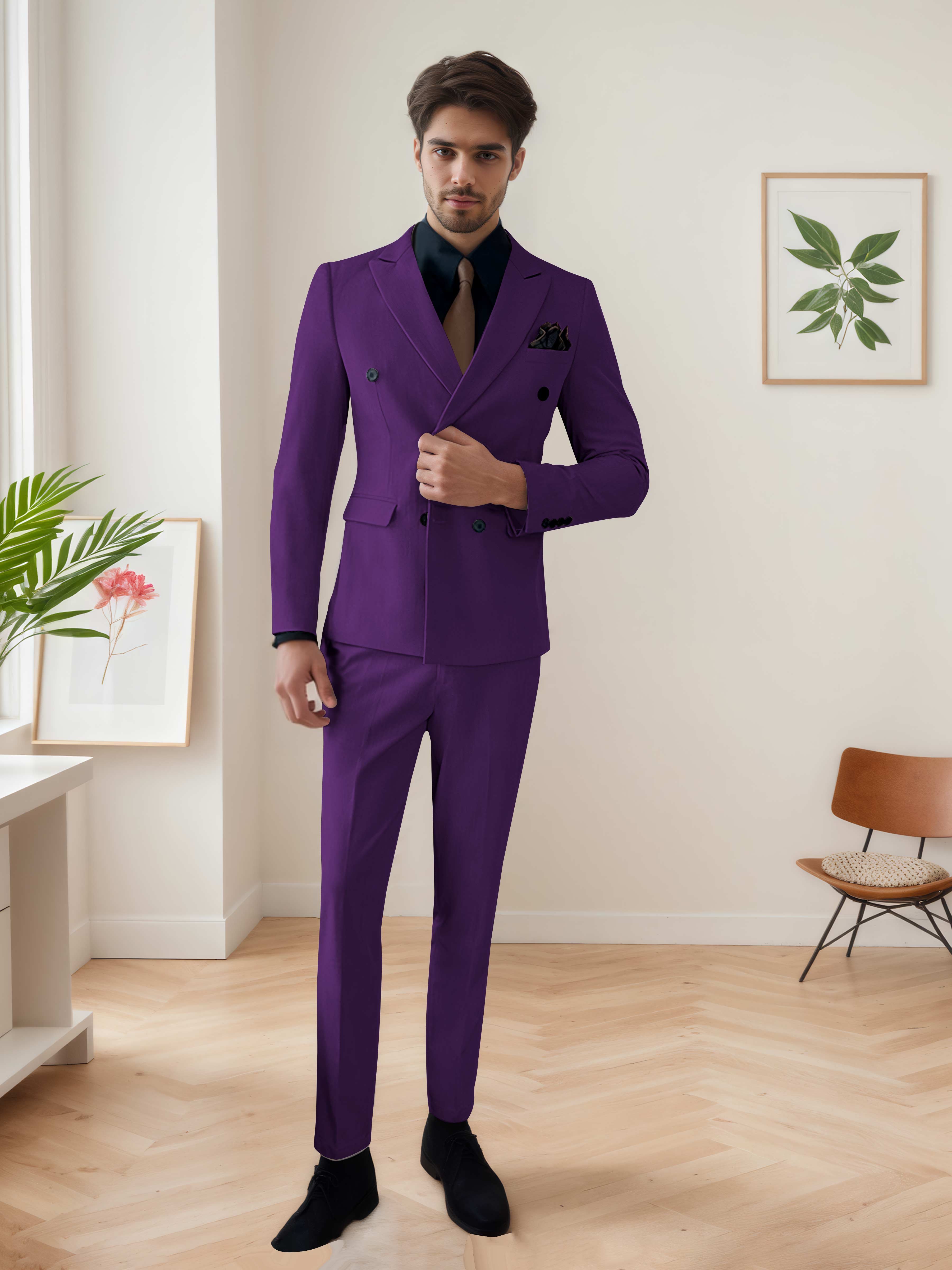 Men's Chic Double Breasted 3 Pieces Wedding Suits