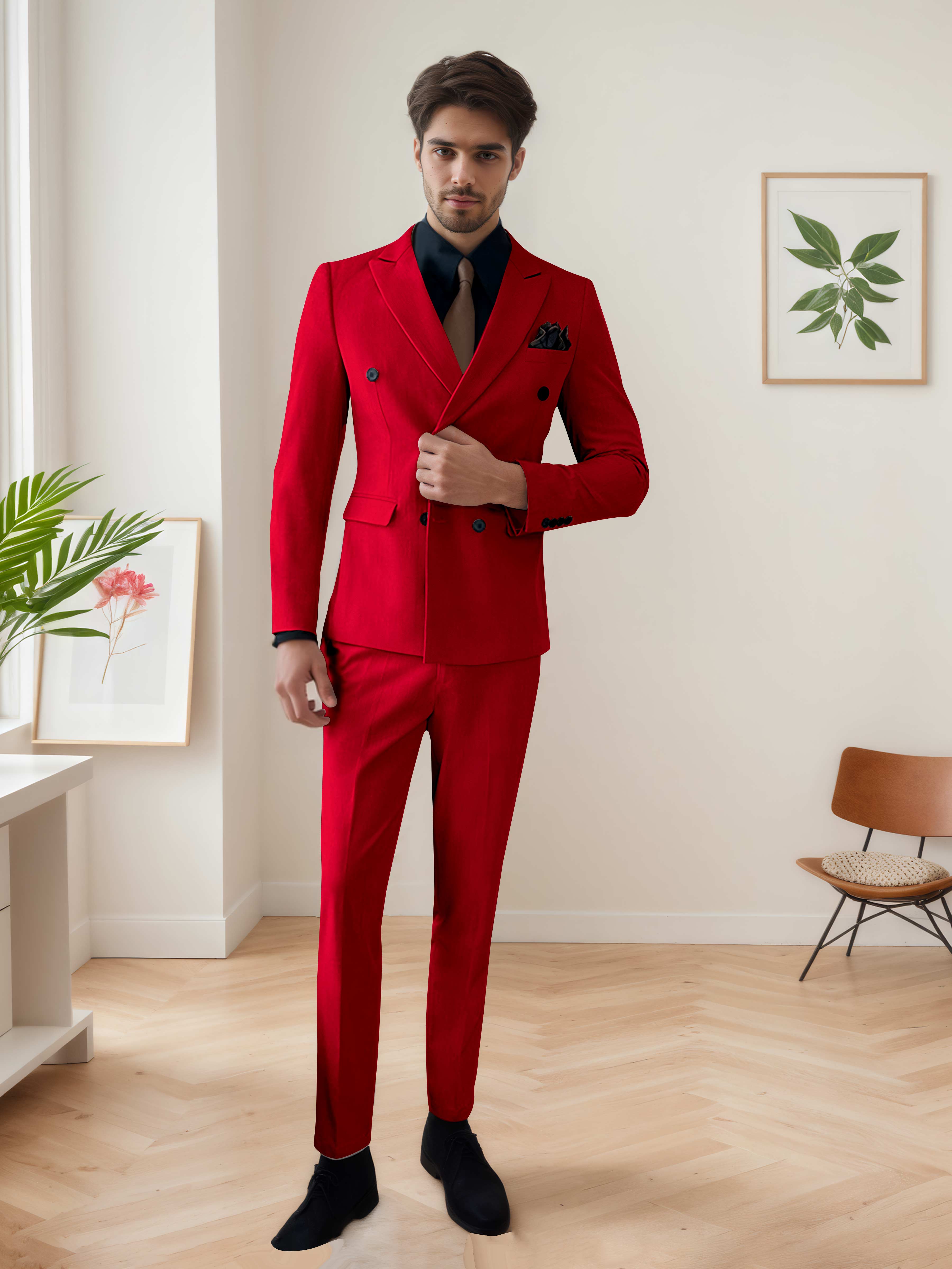 Men's Chic Double Breasted 3 Pieces Wedding Suits