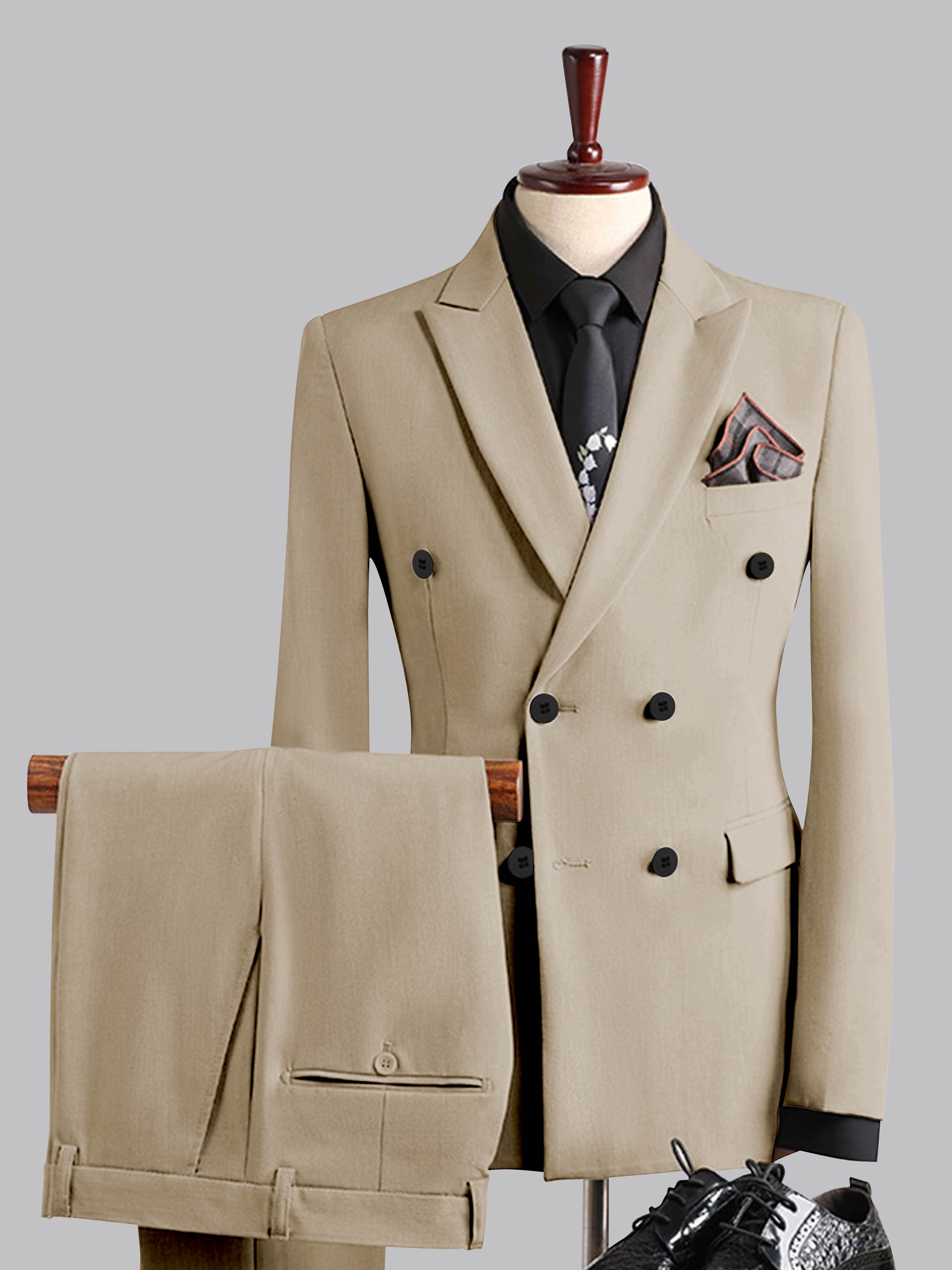 Men's Slim Fit Double Breasted 3 Pieces Wedding Formal Suits