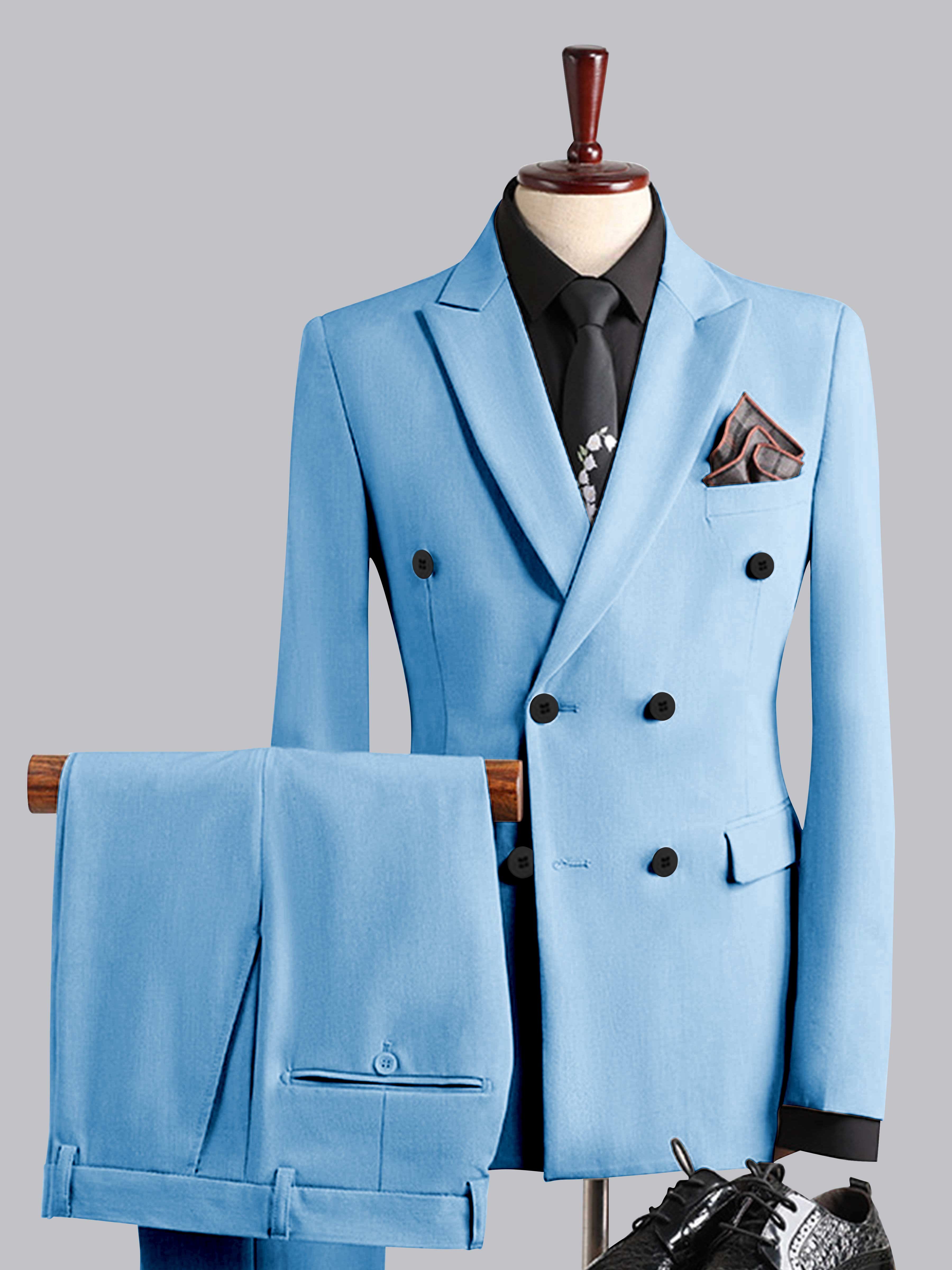Men's Slim Fit Double Breasted 3 Pieces Wedding Formal Suits