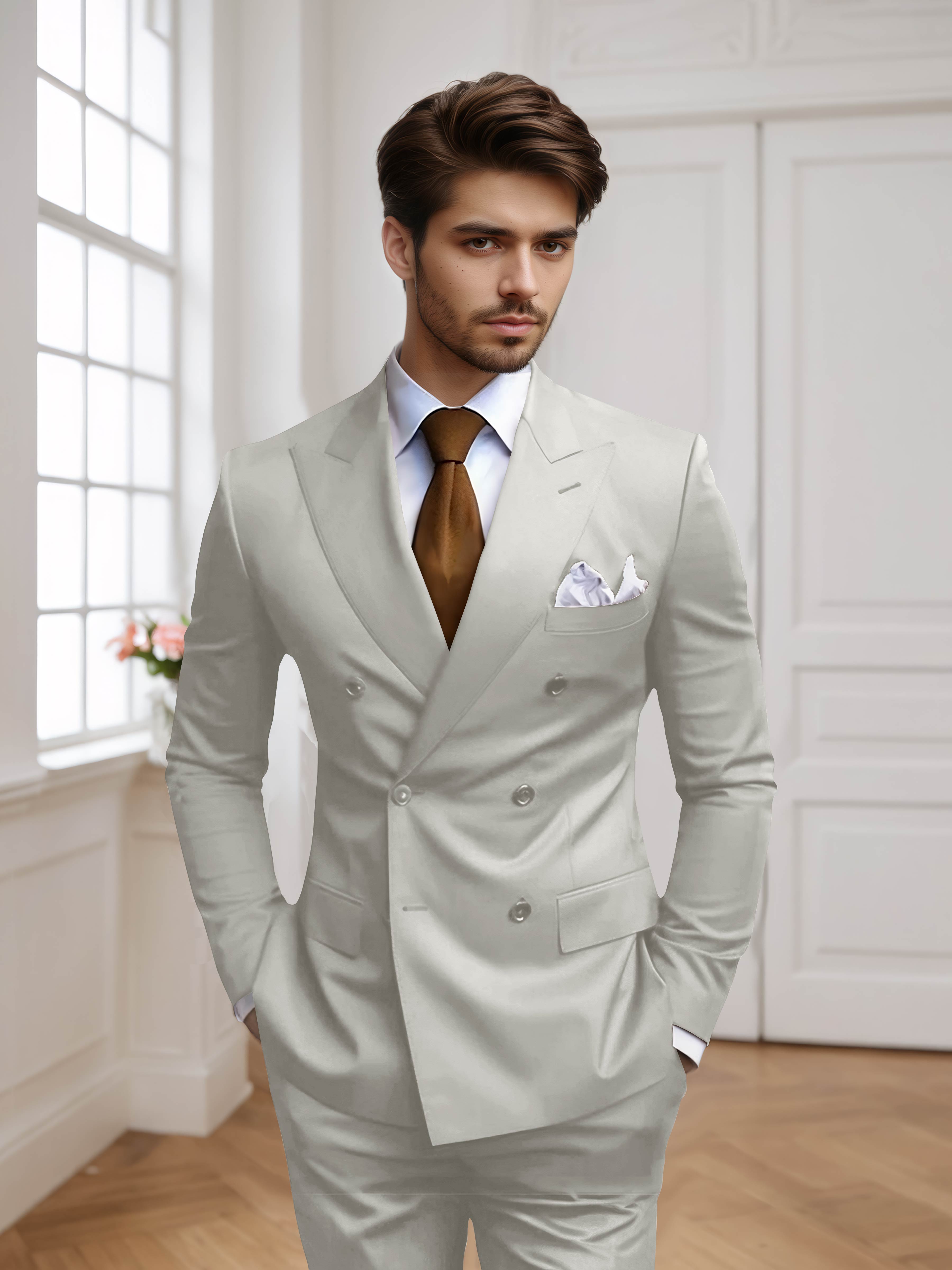 Men's Tailored Fit Double Breasted 2 Pieces Wedding Suits