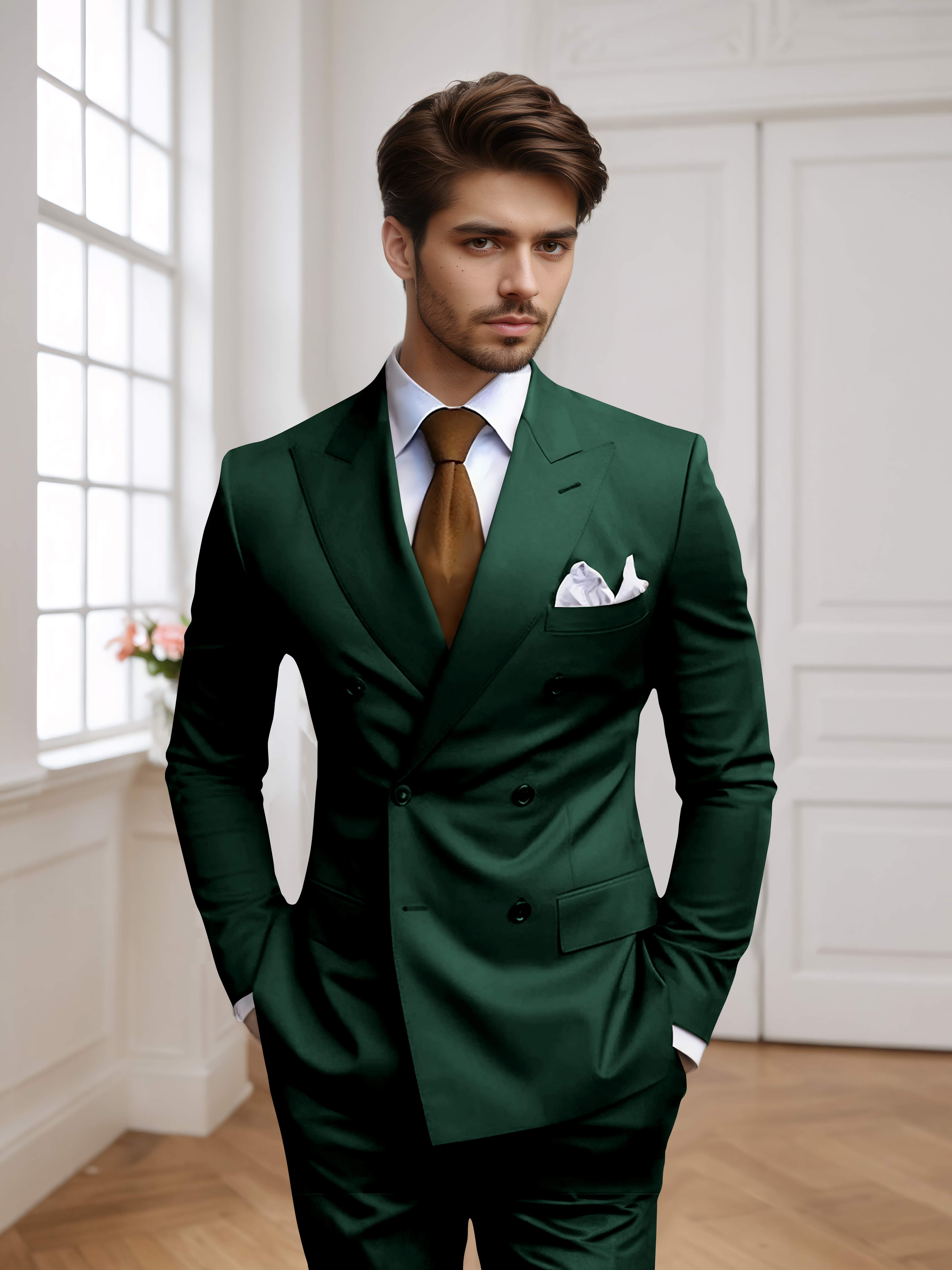 Men's Tailored Fit Double Breasted 2 Pieces Wedding Suits
