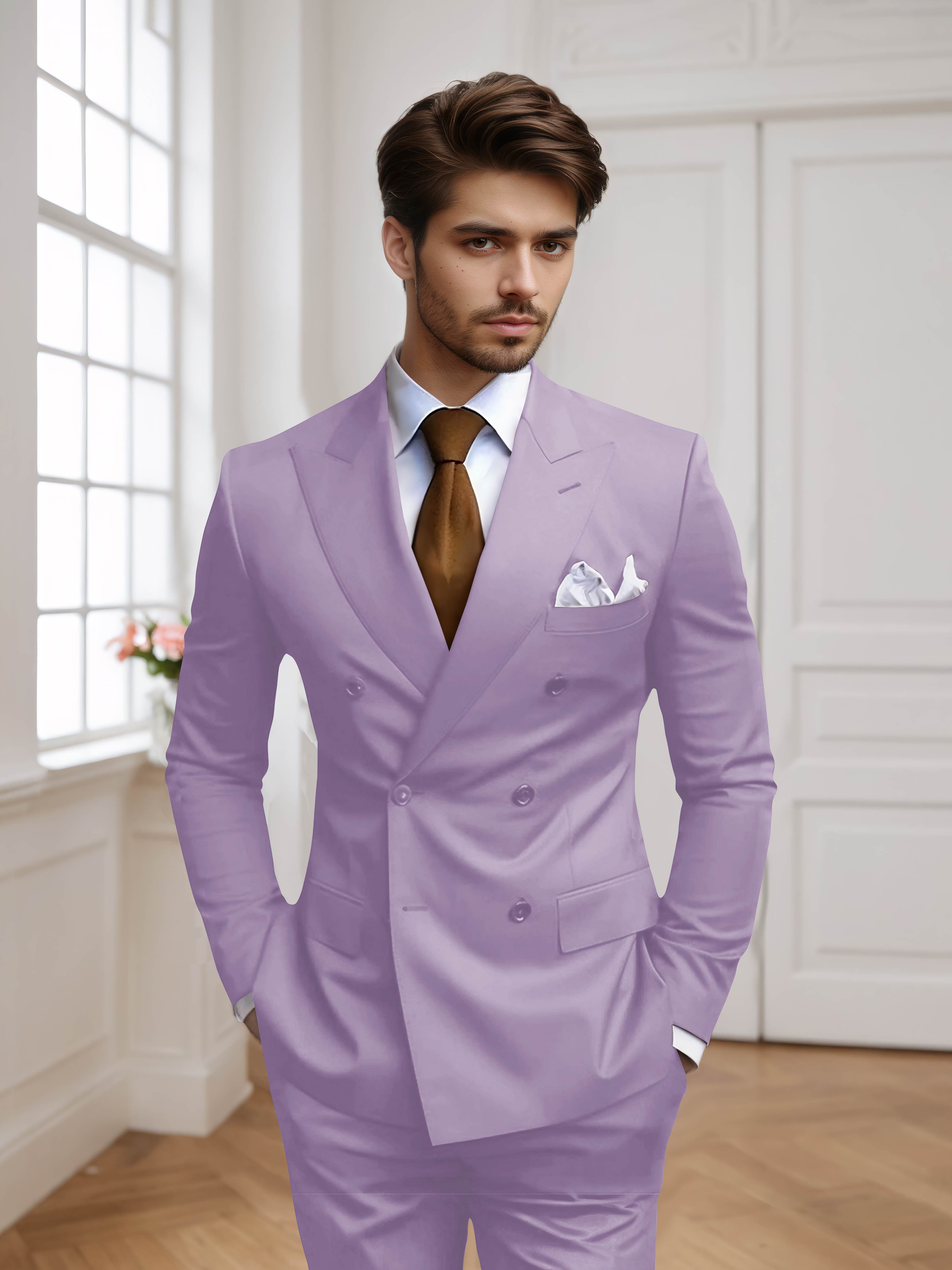 Men's Tailored Fit Double Breasted 2 Pieces Wedding Suits