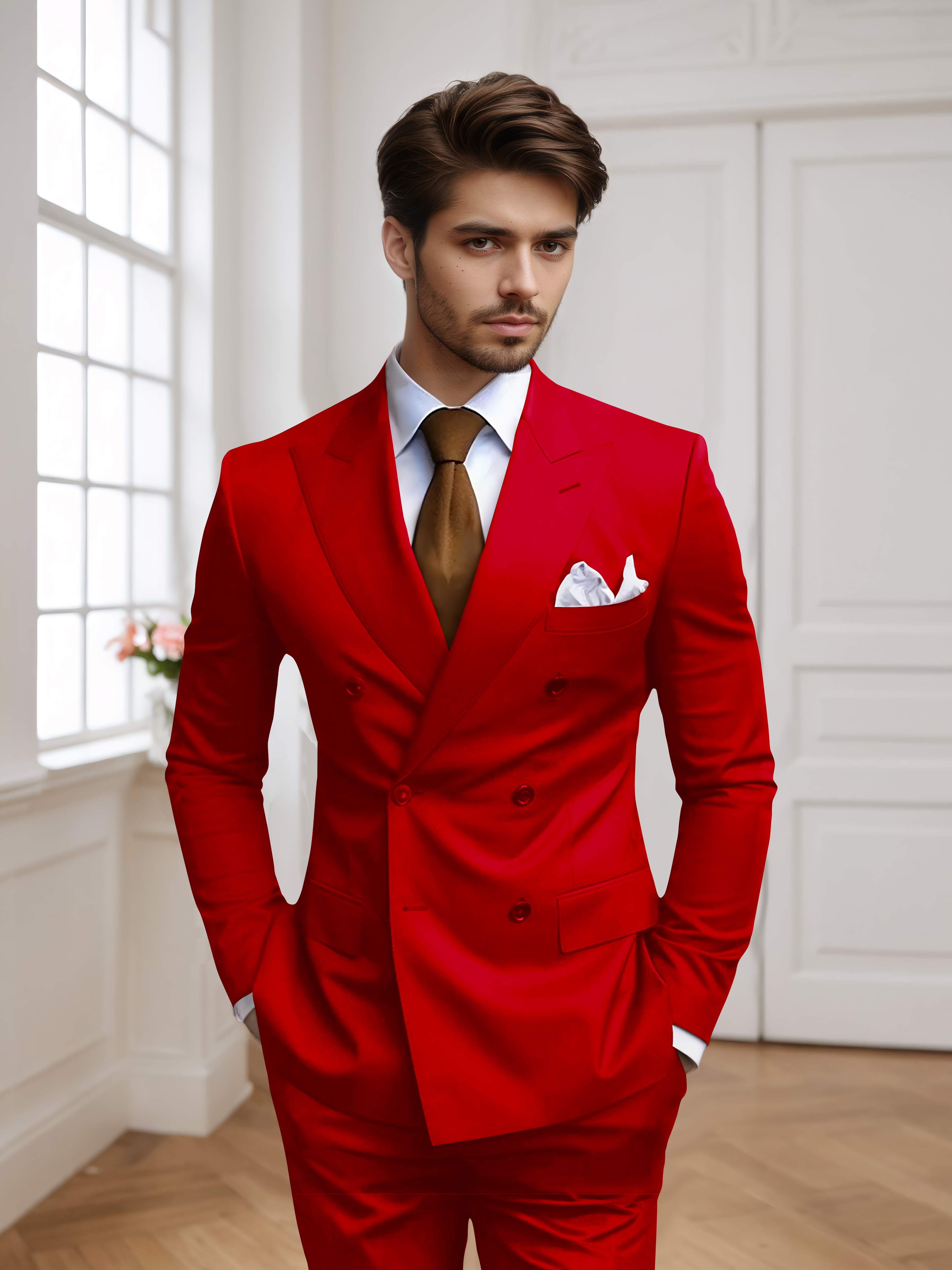 Men's Tailored Fit Double Breasted 2 Pieces Wedding Suits