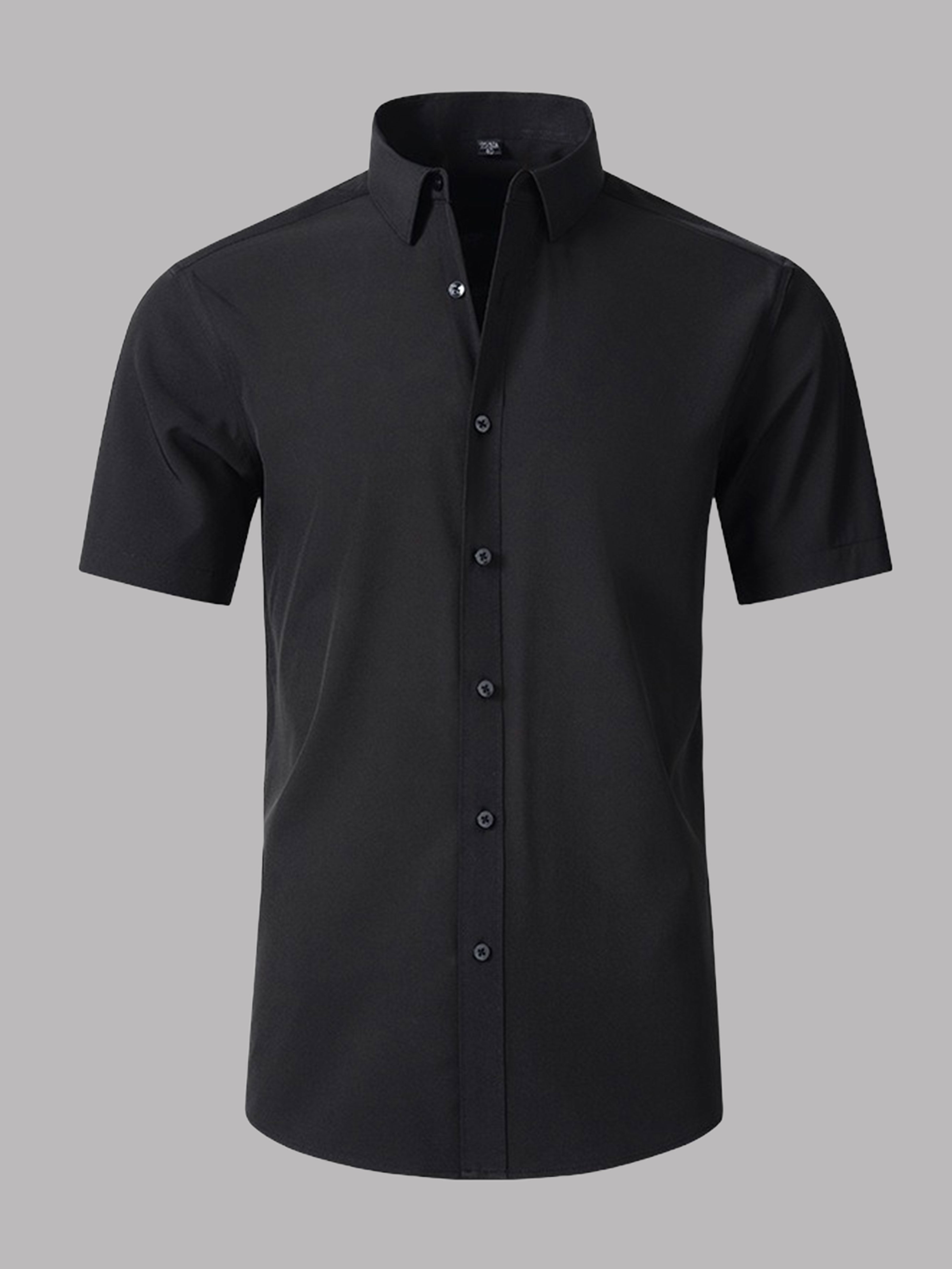 Men's Stretch Non-Iron Short Sleeves Dress Shirt for Wedding & Prom