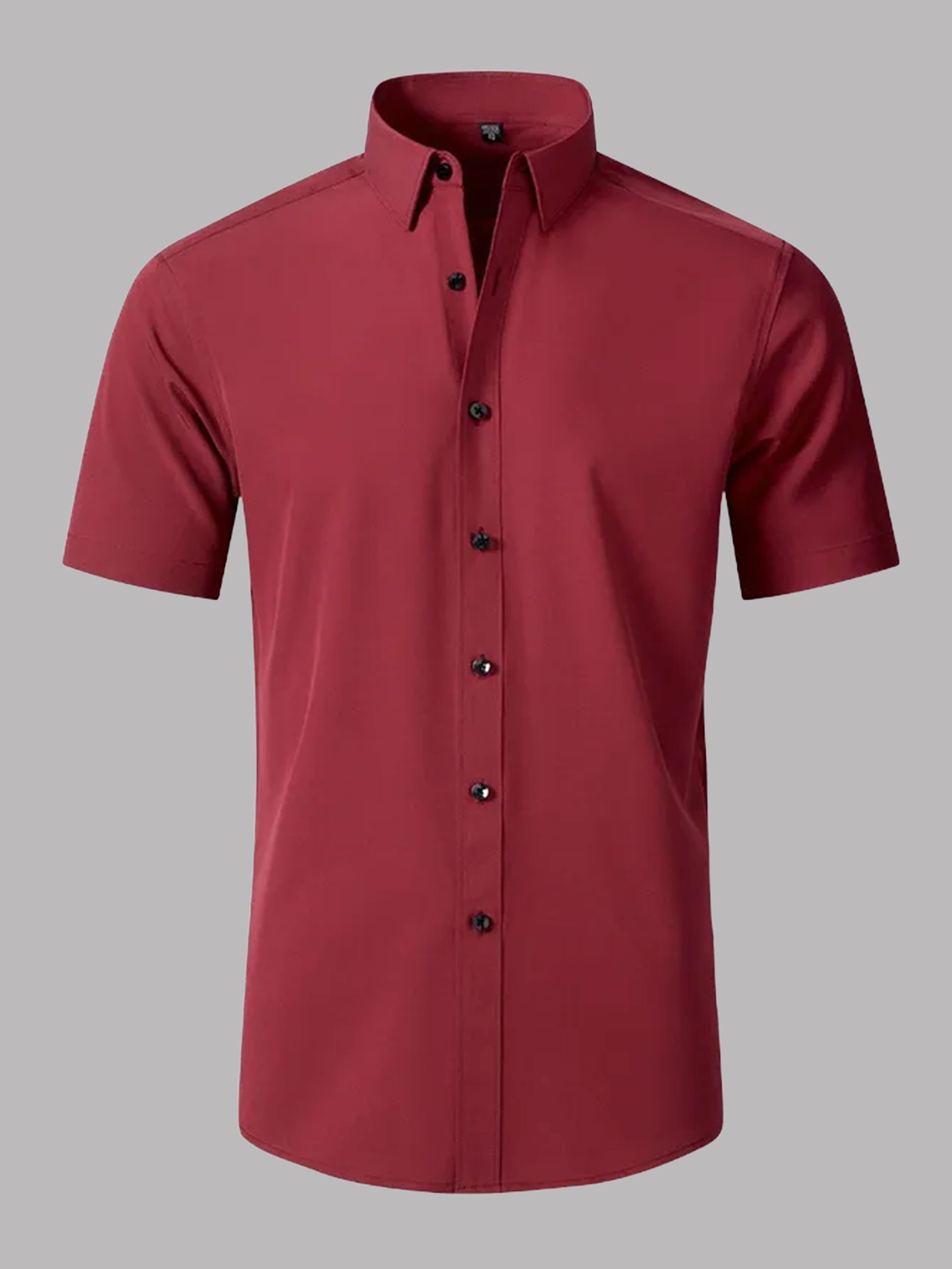 Men's Stretch Non-Iron Short Sleeves Dress Shirt for Wedding & Prom