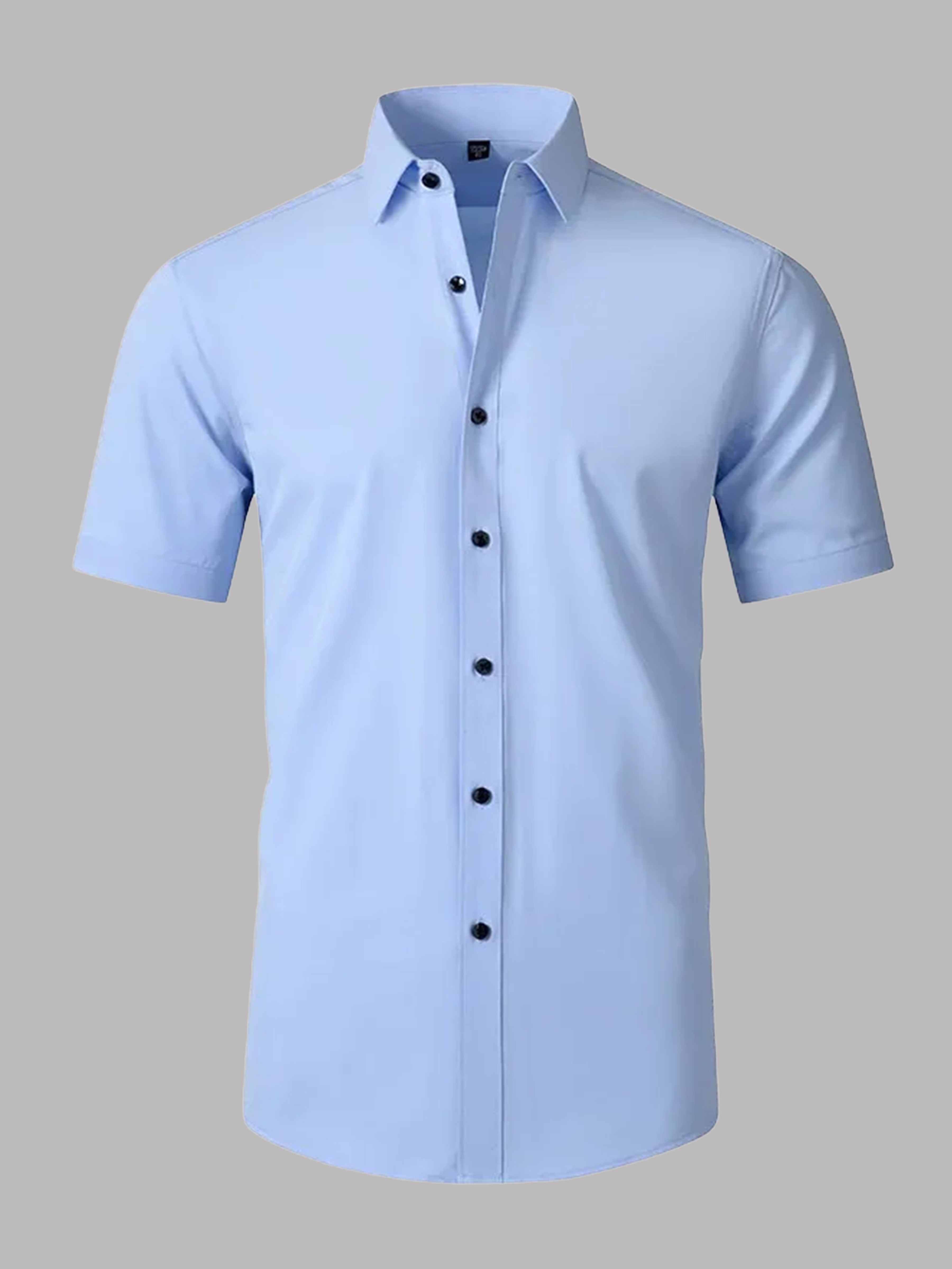 Men's Stretch Non-Iron Short Sleeves Dress Shirt for Wedding & Prom