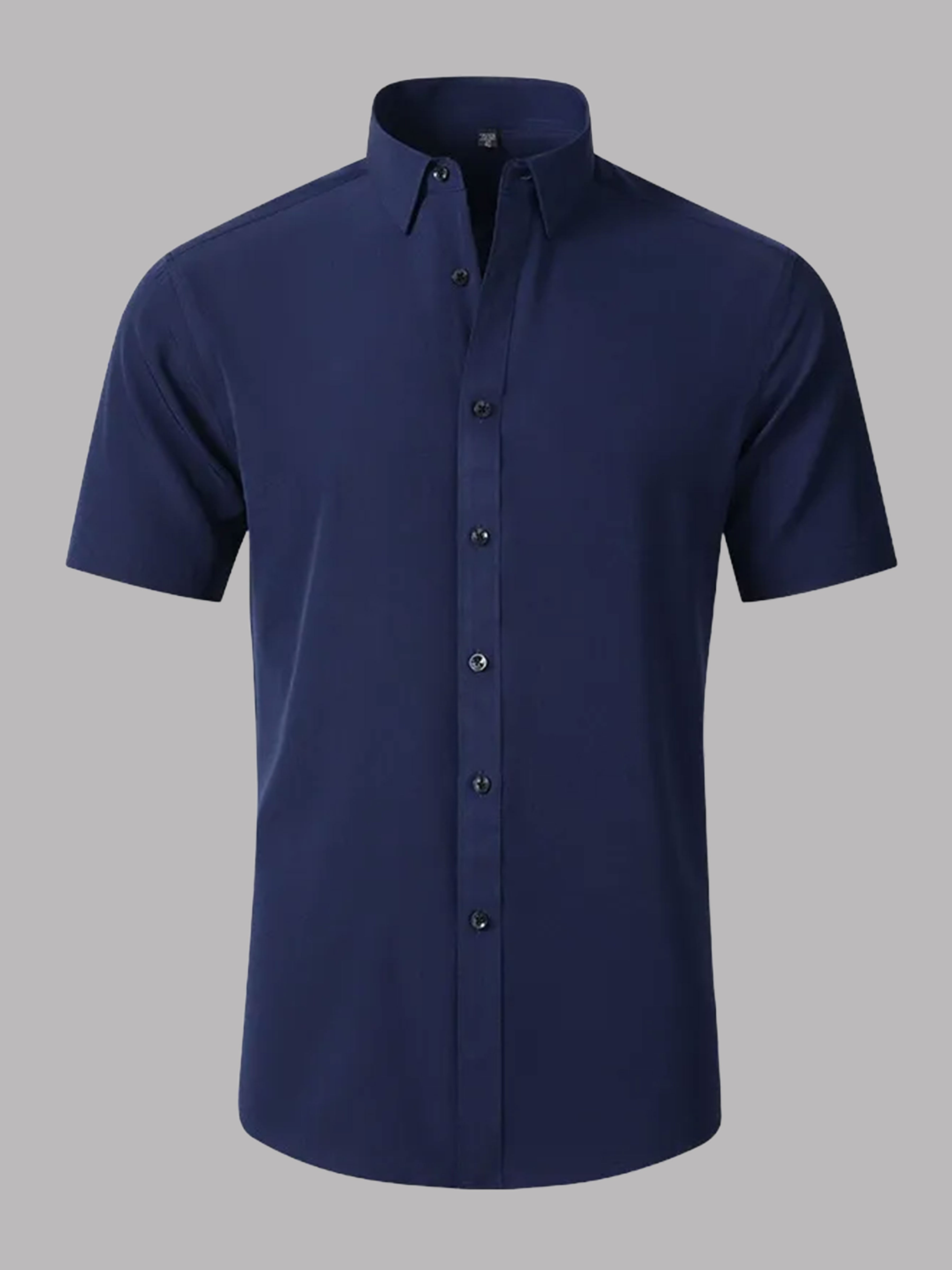 Men's Stretch Non-Iron Short Sleeves Dress Shirt for Wedding & Prom