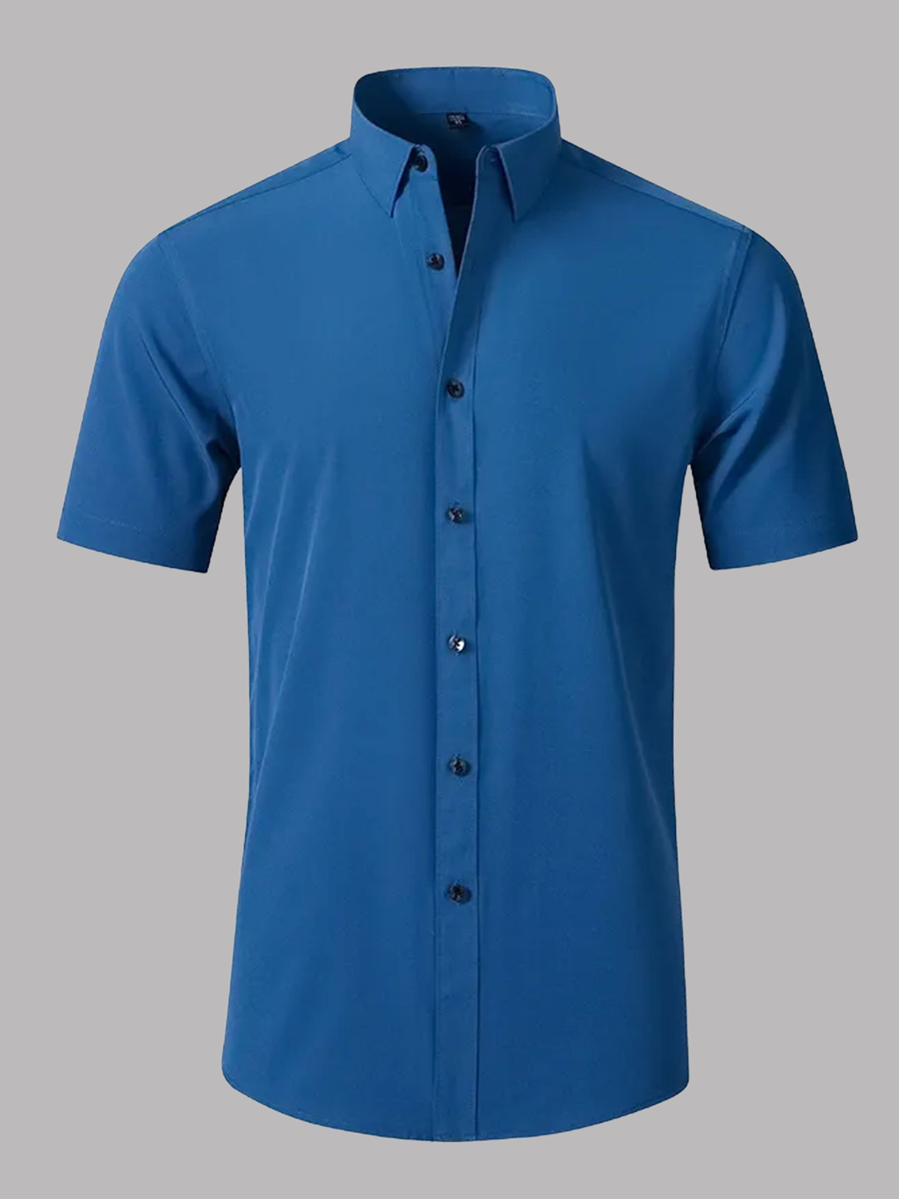 Men's Stretch Non-Iron Short Sleeves Dress Shirt for Wedding & Prom