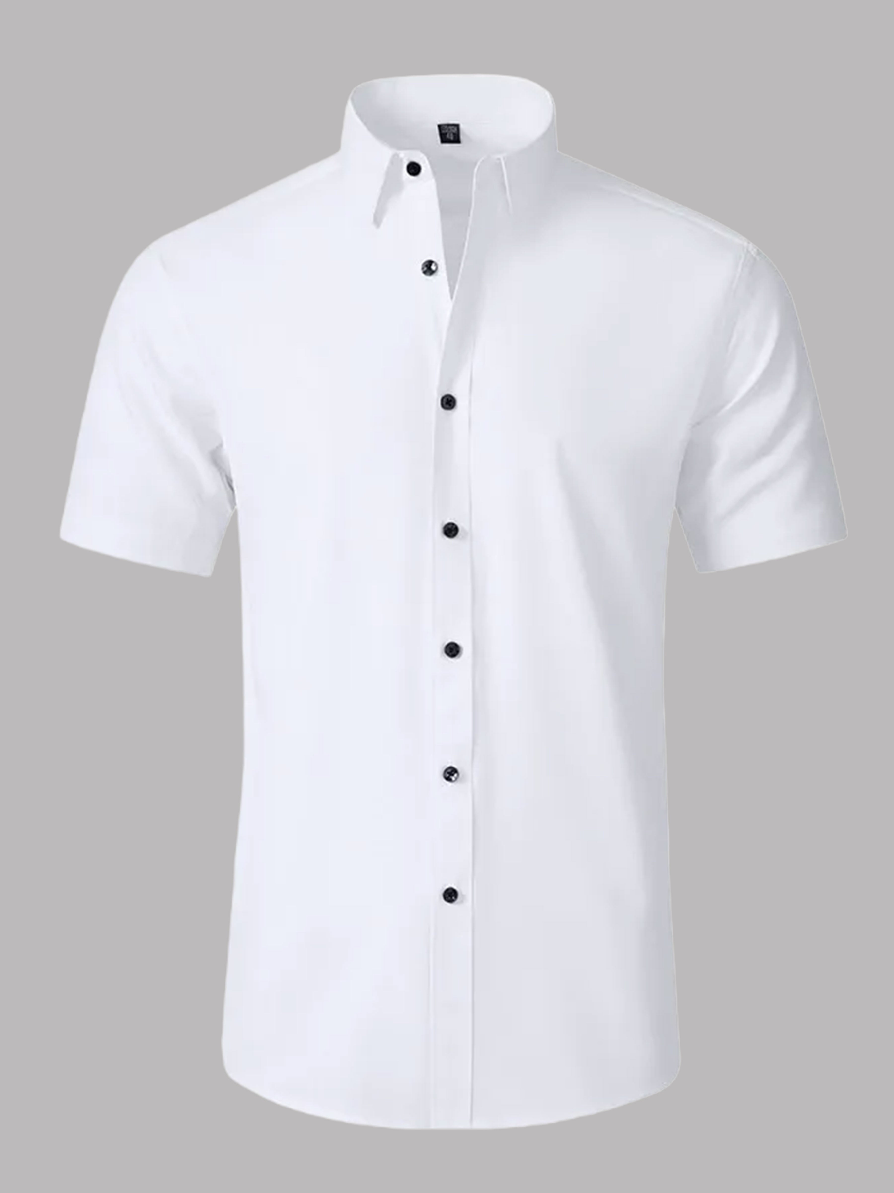 Men's Stretch Non-Iron Short Sleeves Dress Shirt for Wedding & Prom