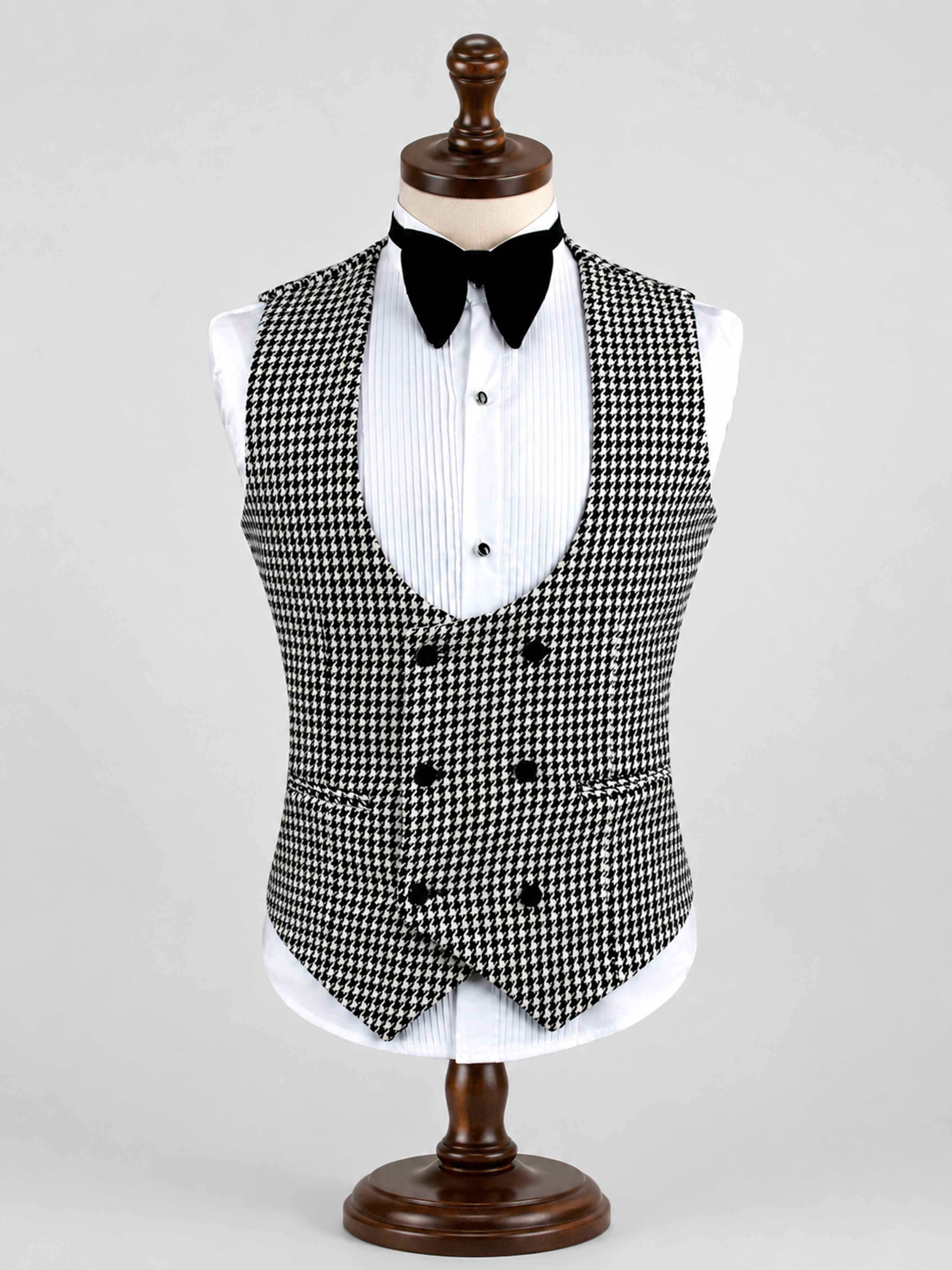 Men's Houndstooth Double Breasted Tuxedo Vest