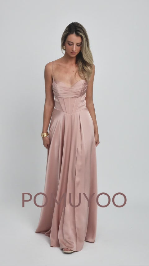 Fraelithia Trendy Sweetheart Corset Satin Floor Length Prom Dresses