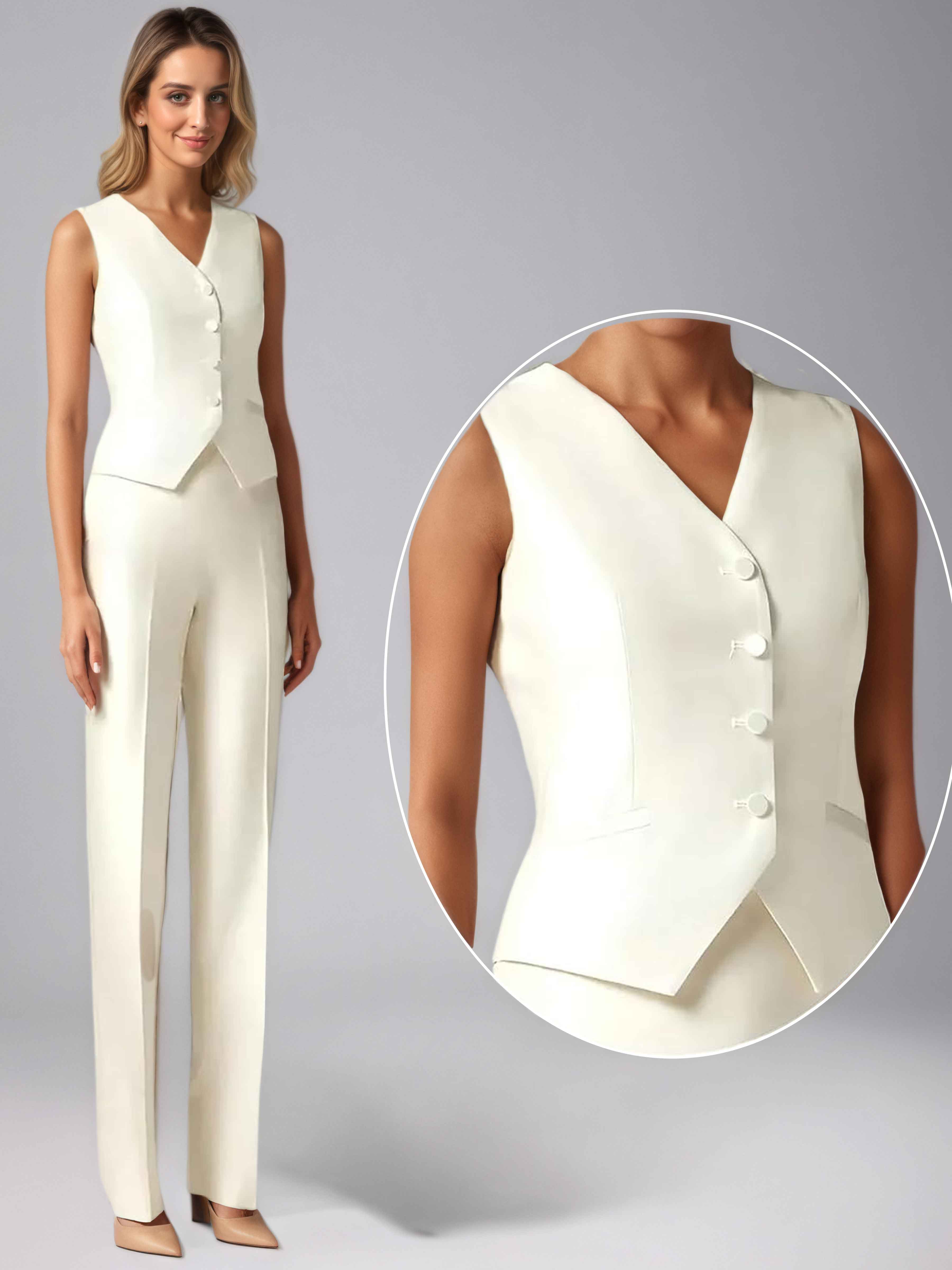 Sleek Slim Fit Women's 3 Pieces One-Button Satin Formal Suit Set