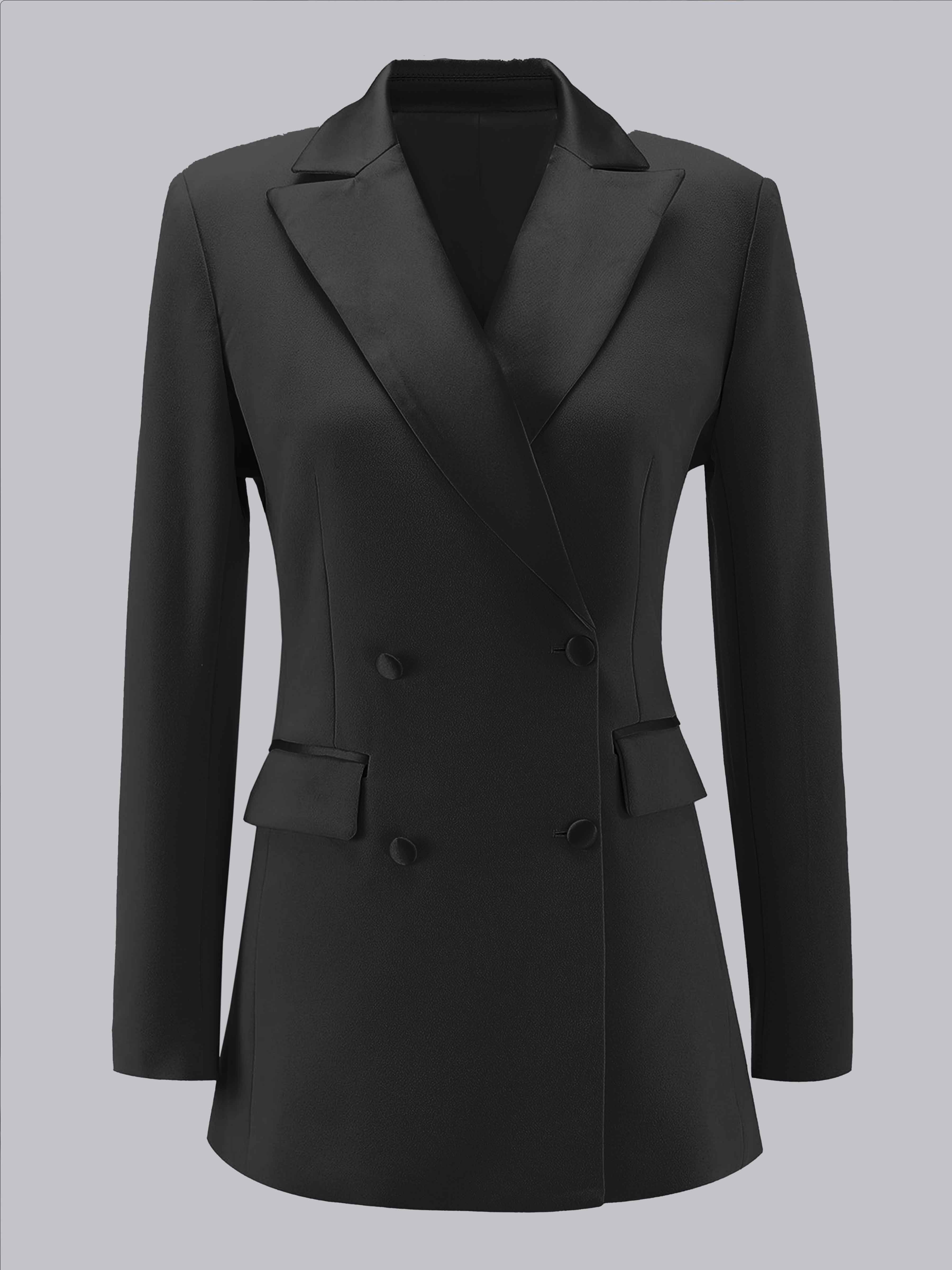 Classic Women's Notch Lapel Double Breasted Formal Blazer