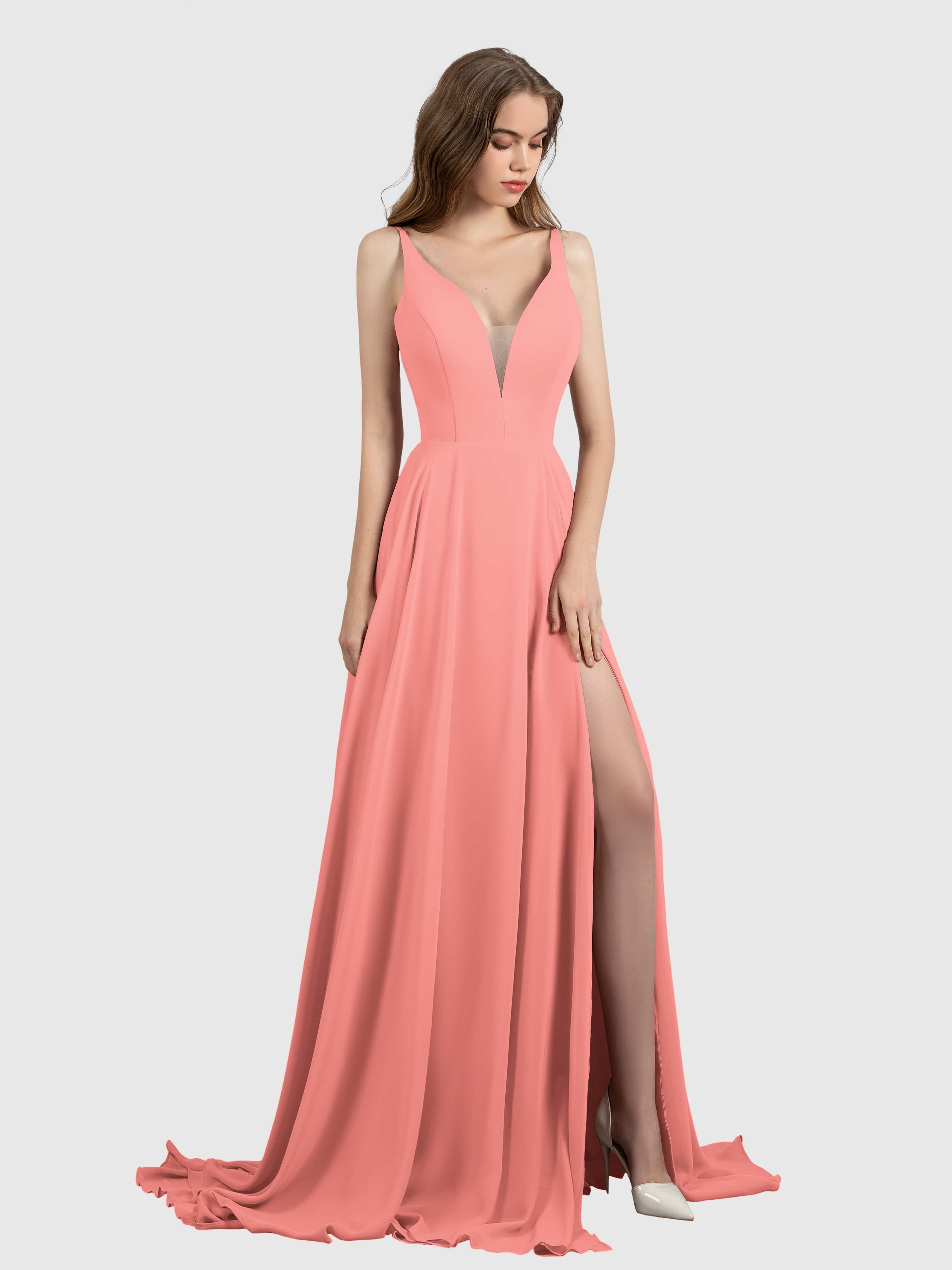 Deep Coral Bridesmaids Dress