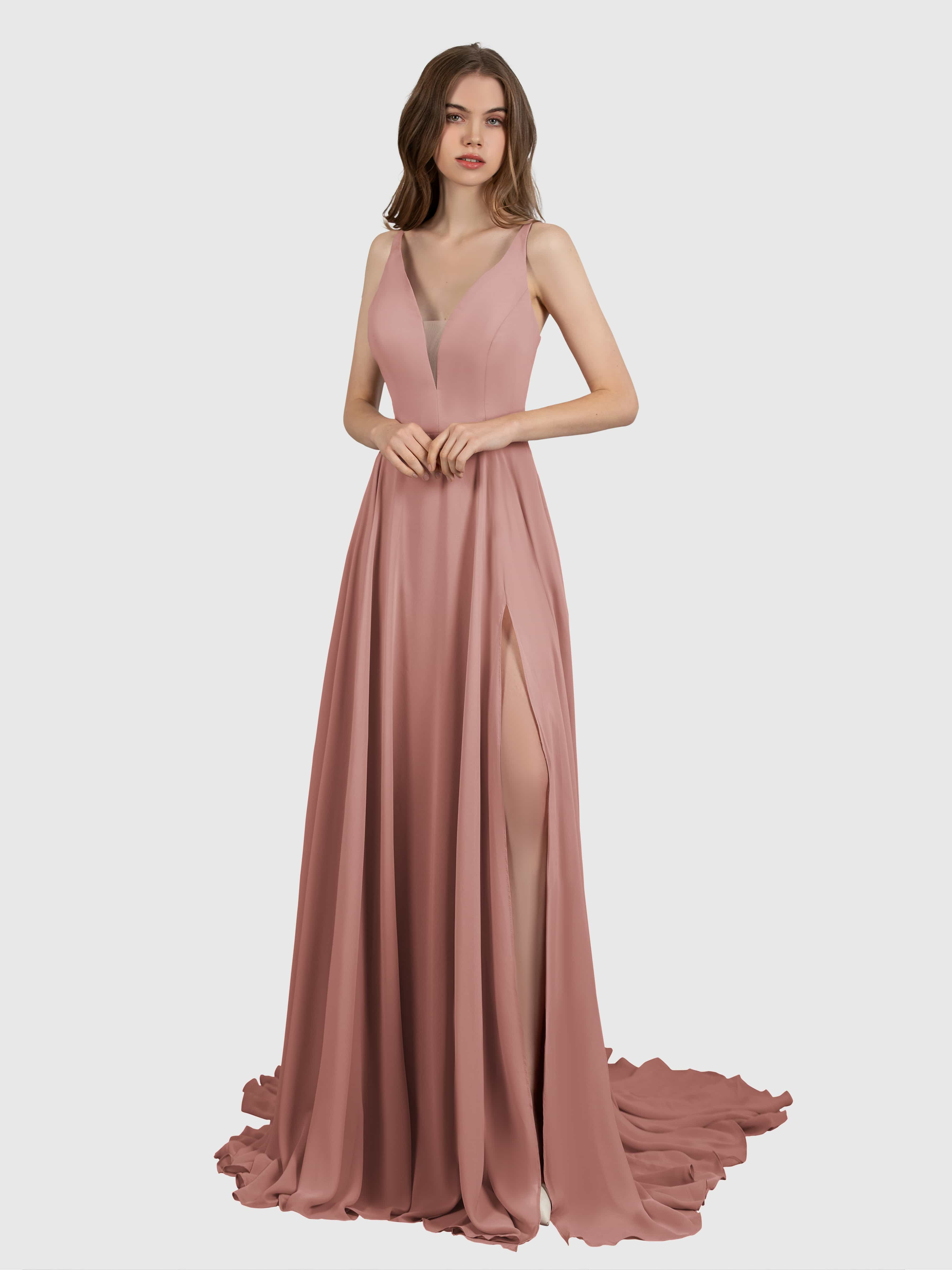 Deep dusty clearance rose bridesmaid dresses