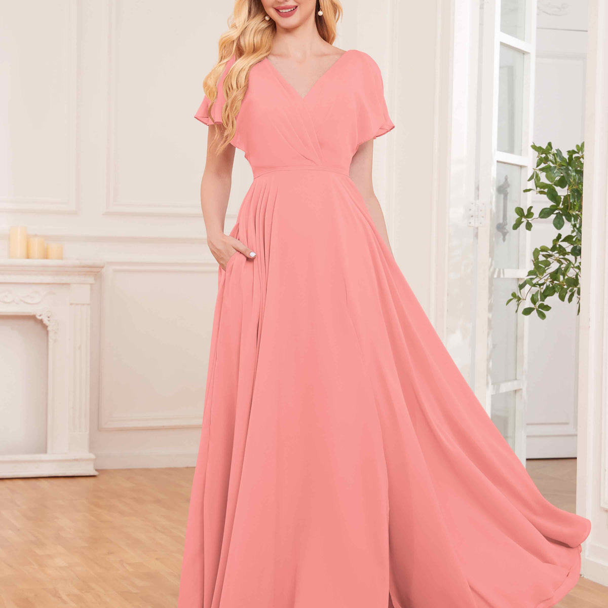 live action maxi dress brown Alex Chiffon / Cacao | MESHKI Stop & Shop Blue The ALEX Chiffon Maxi noreturns Color:Light-Pink*