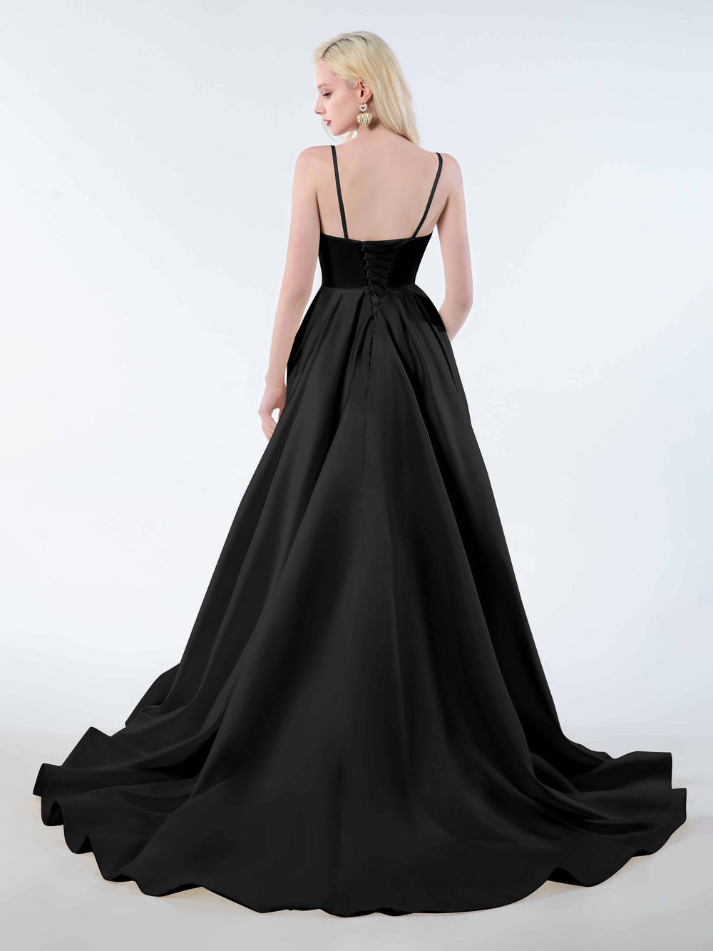 Satin Laced Back Spaghetti Strap Dress