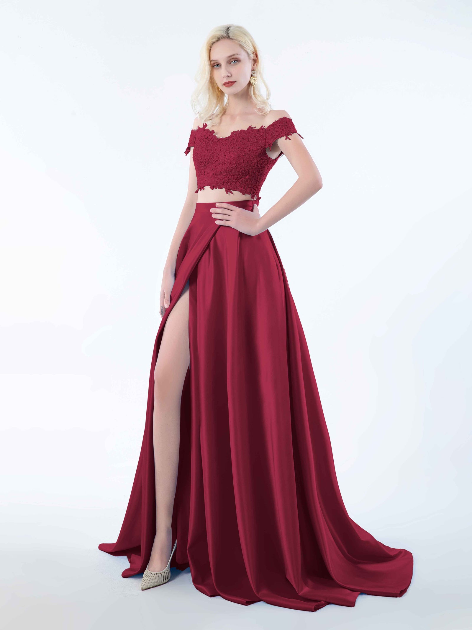 Cindy Collection 1648 Off Shoulder Lace & Satin Short Dress main image 1