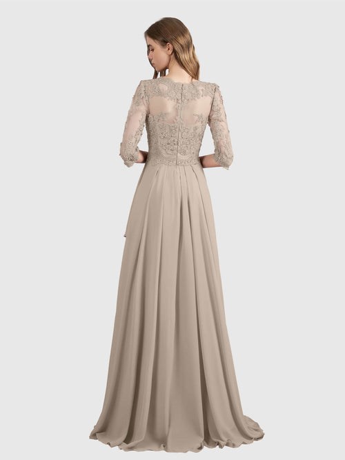 Aria Graceful Pleats Beading Lace Floor Length Bridesmaid Dresses