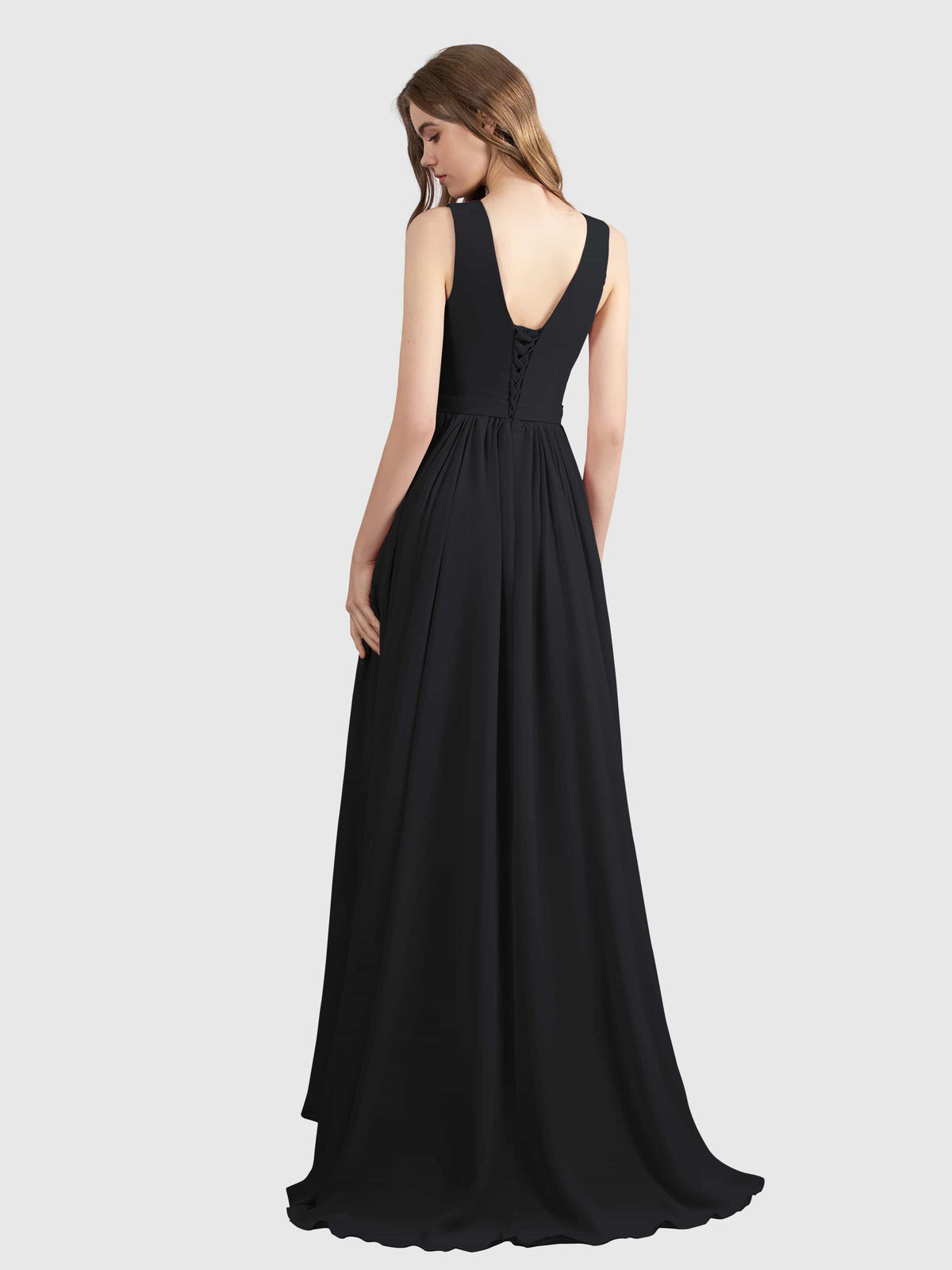 Charlotte V-Neck High Low Bridesmaid Dresses with Pockets