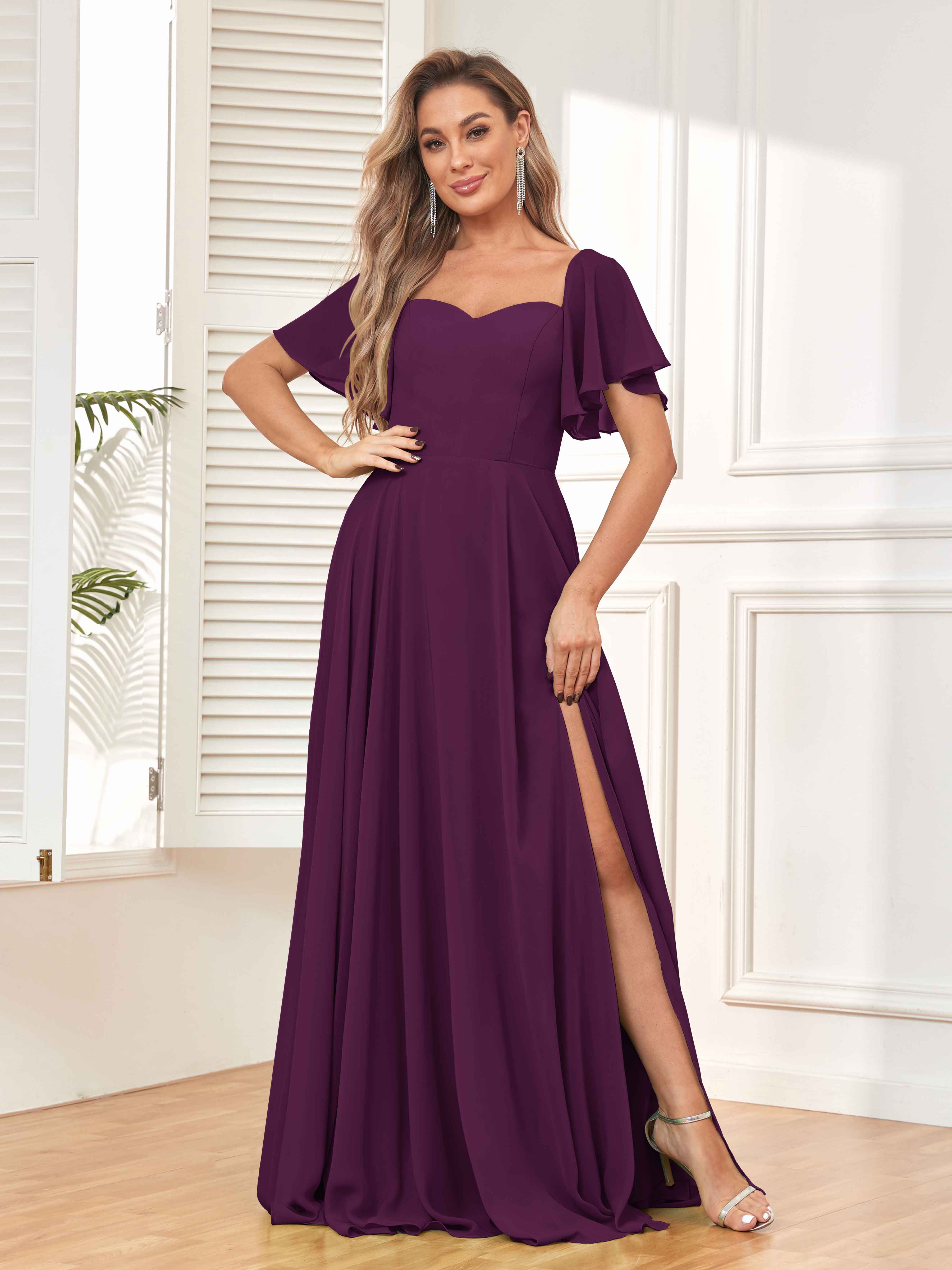 Plum maid hotsell of honor dress