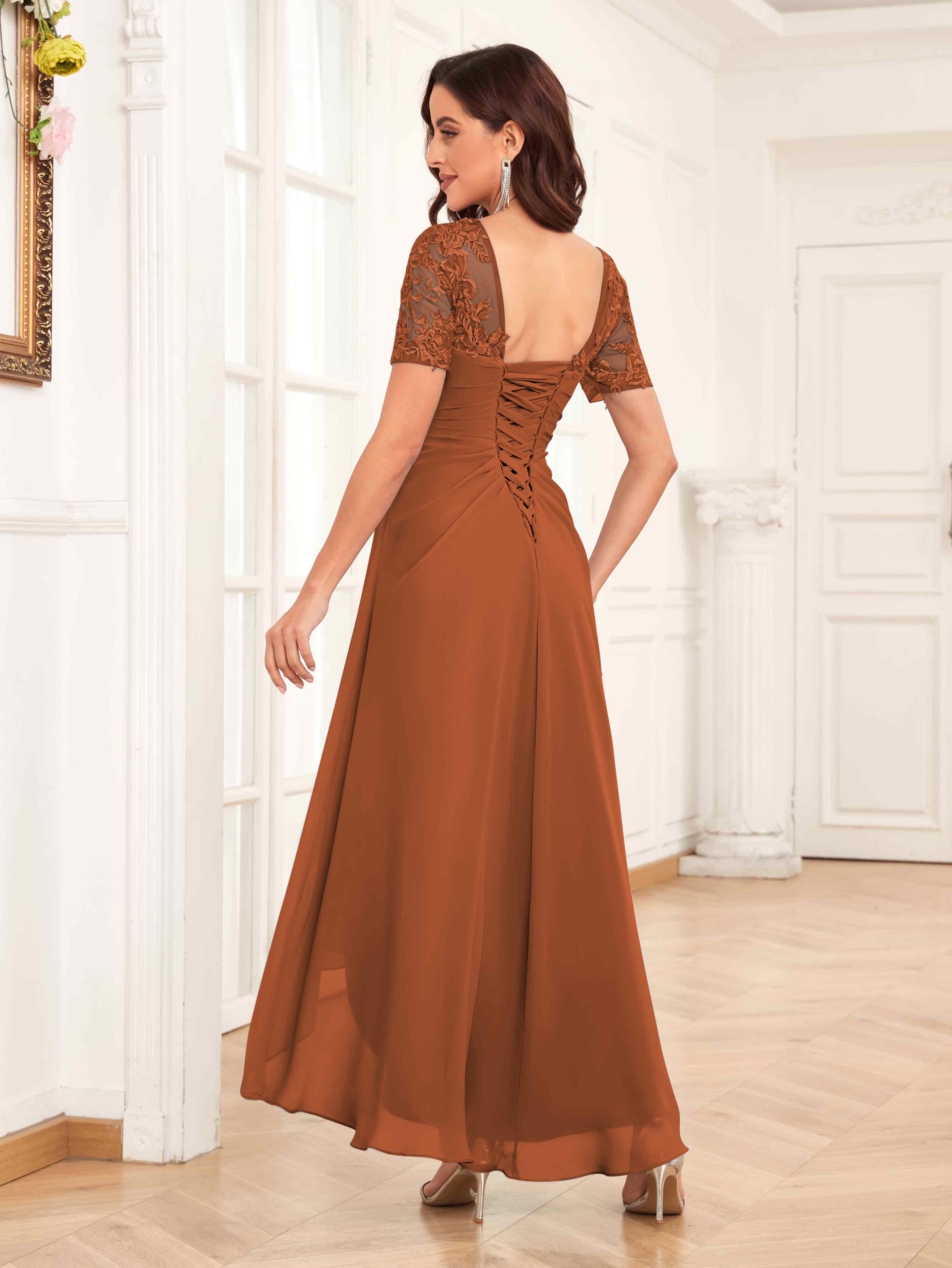 Burnt orange mother of the outlet bride dress