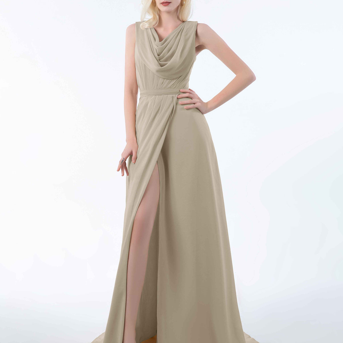 Juliette Pretty V Neck Pleated Draped Back Cowl Chiffon Bridesmaid Dresses Juliette Pretty V Neck Pleated Draped Back Cowl Chiffon Bridesmaid Dresses